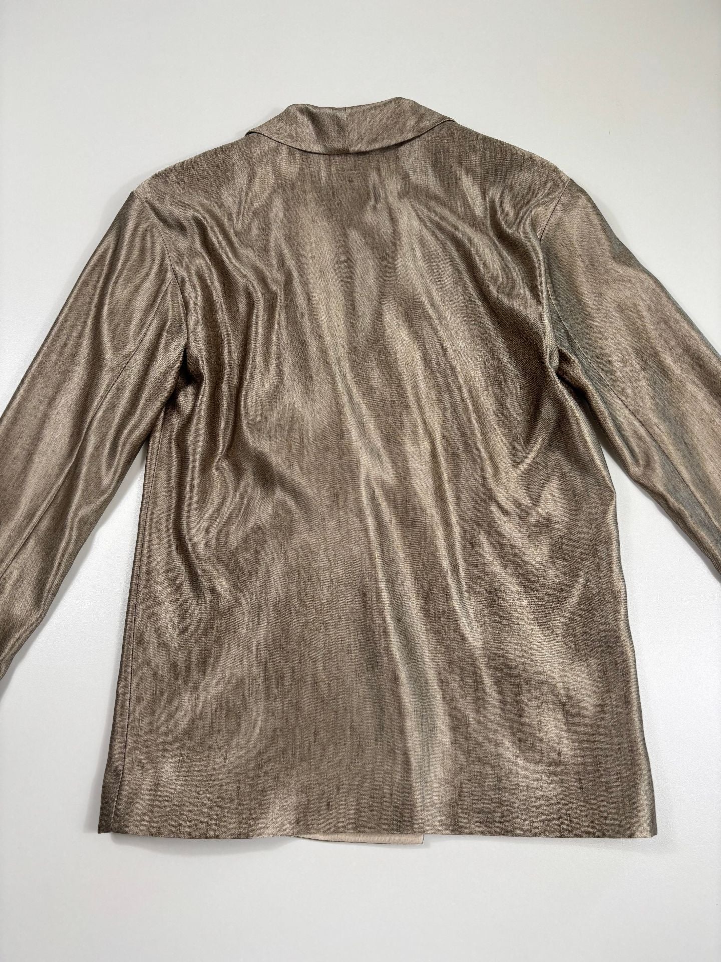 Blazer croisé soie tussah col châle coupe ample doré – Giorgio Armani – Taille 40-5