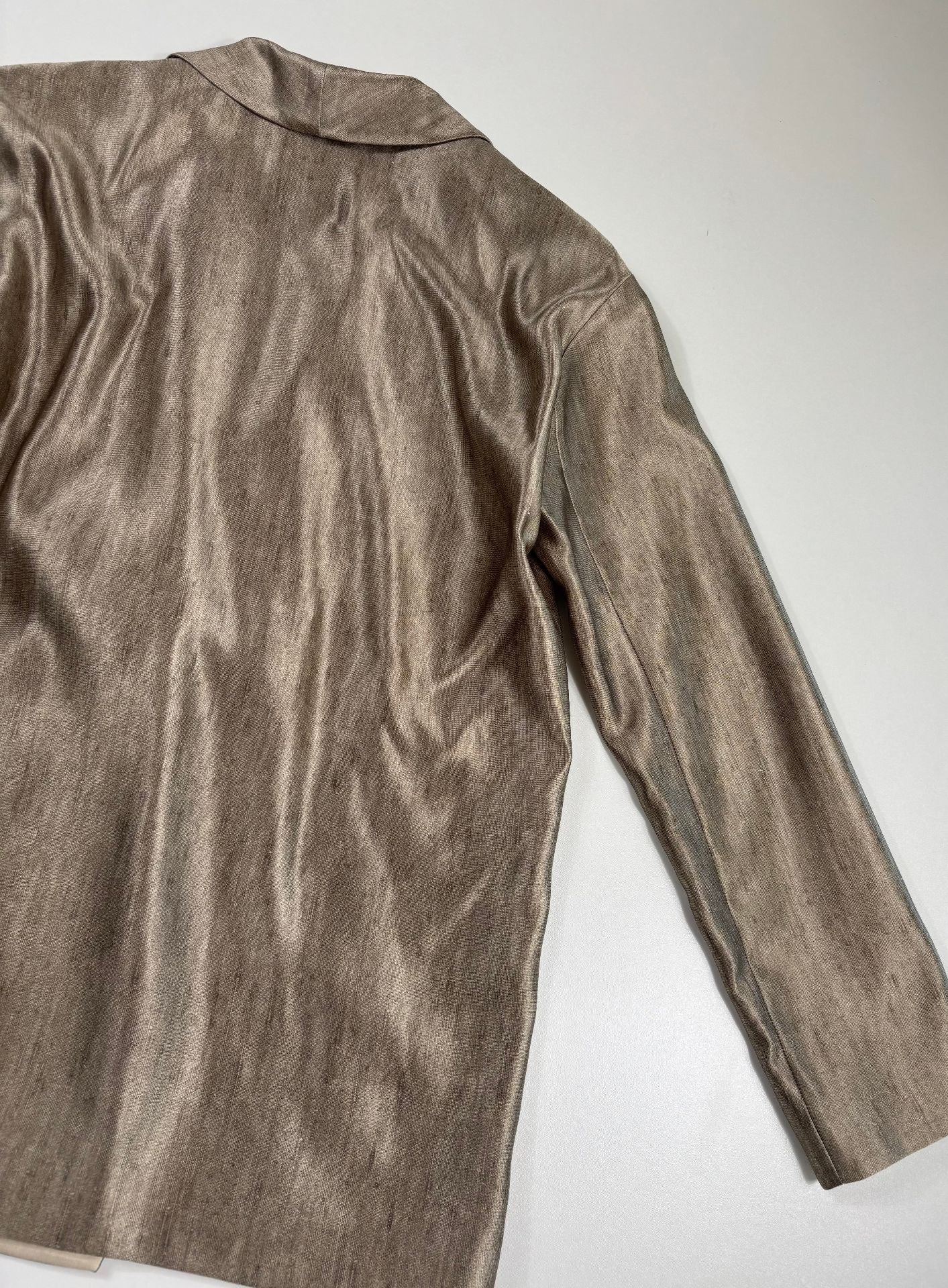 Blazer croisé soie tussah col châle coupe ample doré – Giorgio Armani – Taille 40-8