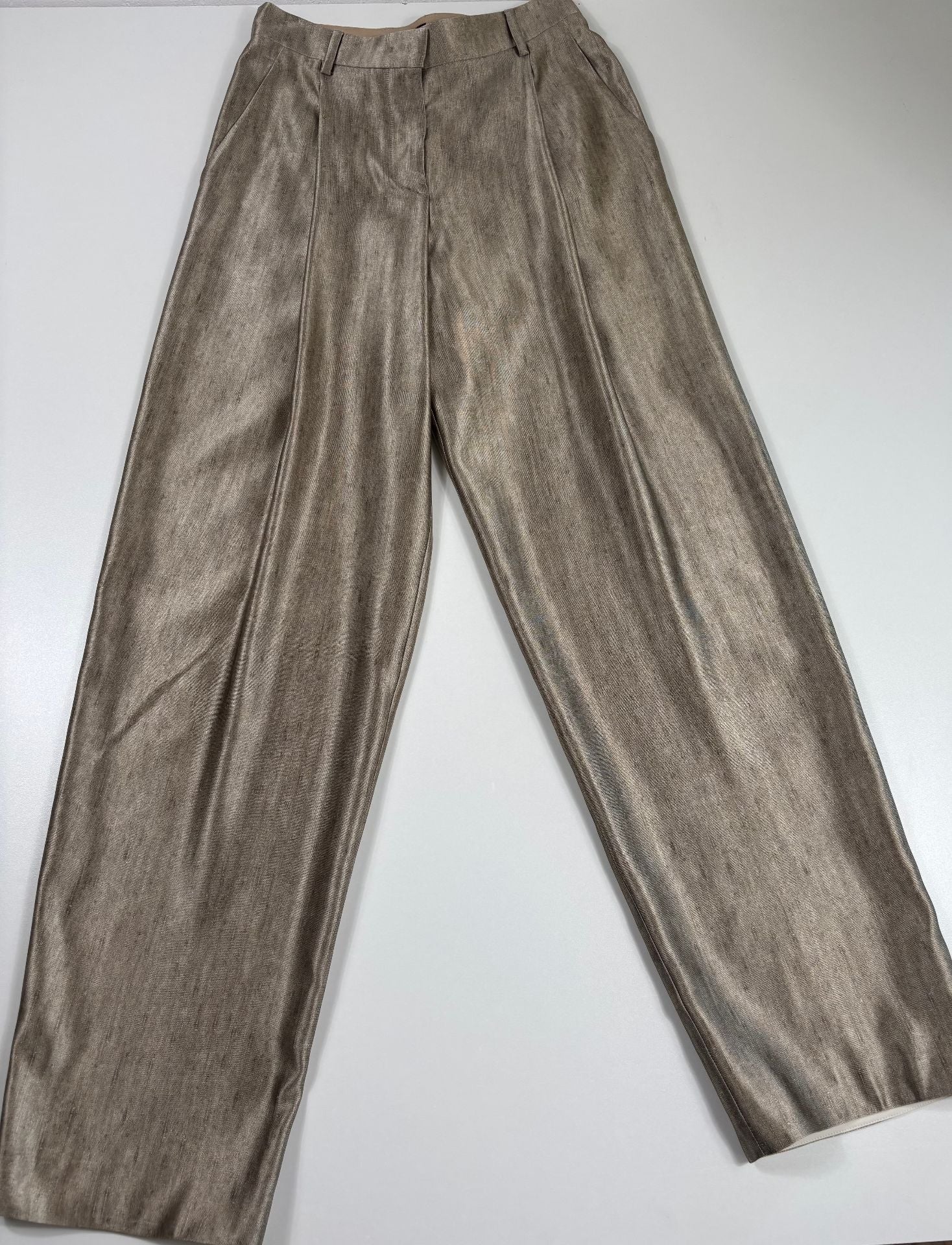 Ensemble deux pièces blazer croisé et pantalon à pince soie tussah – Giorgio Armani – Taille 40-6