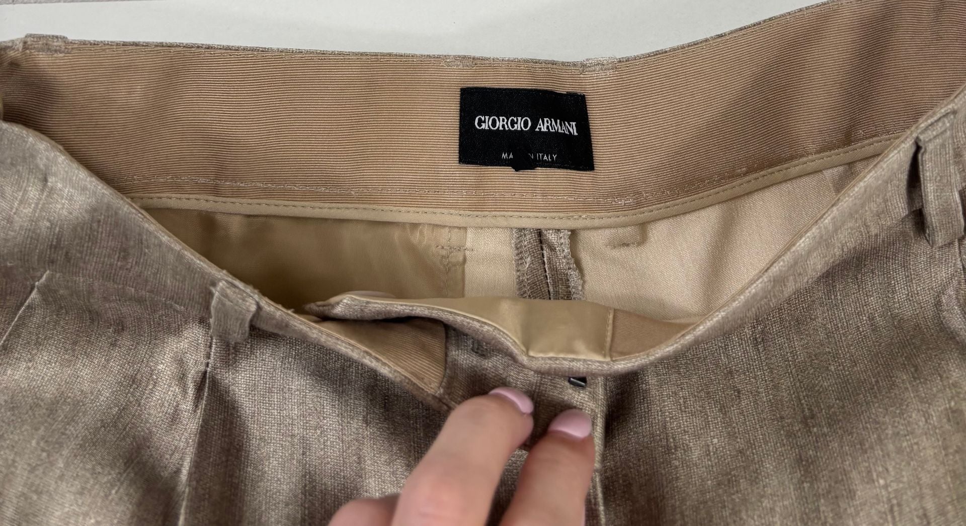 Ensemble deux pièces blazer croisé et pantalon à pince soie tussah – Giorgio Armani – Taille 40-10
