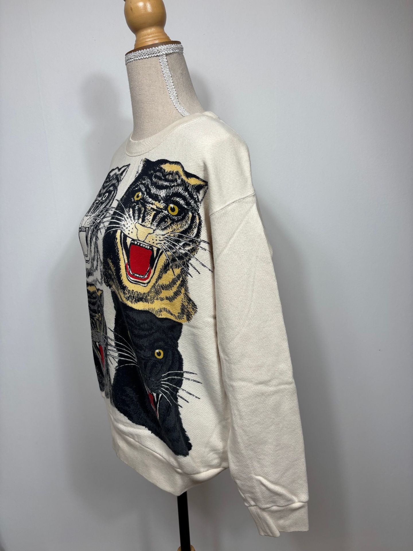 Pull Gucci ivoire imprimé tigres – Taille XS-4
