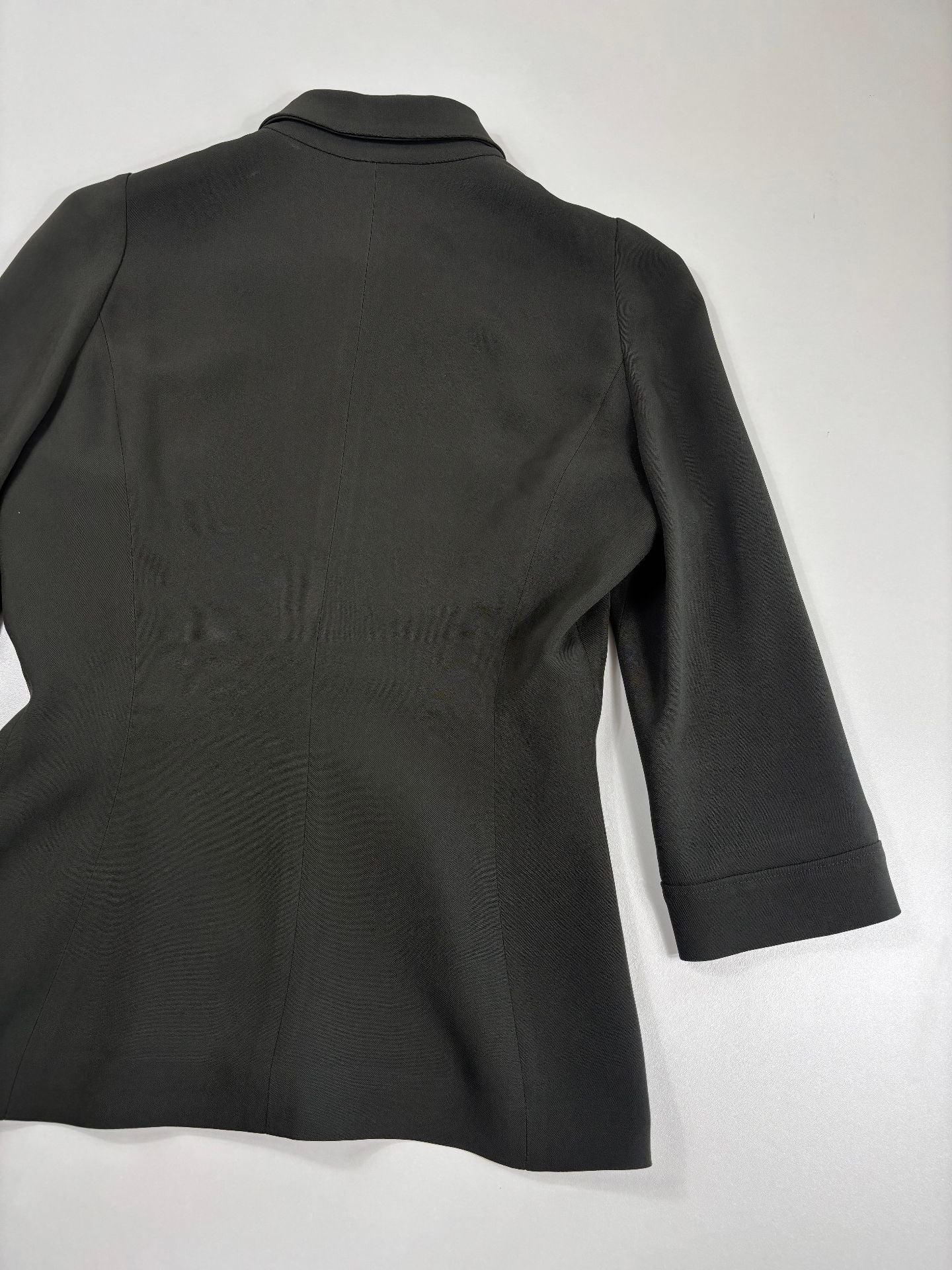 Veste kaki plastron surpiqûres dorées avec ceinture éléphants – Elie Saab – Taille 38-10