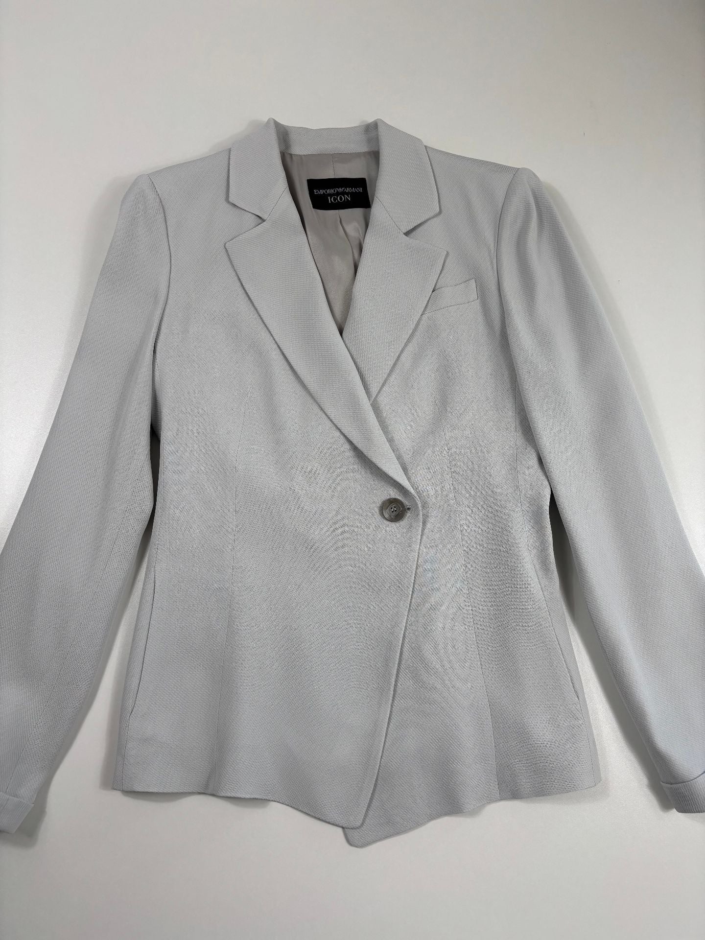 Blazer Icon gris perle texturé asymétrique – Emporio Armani – Taille 42-2