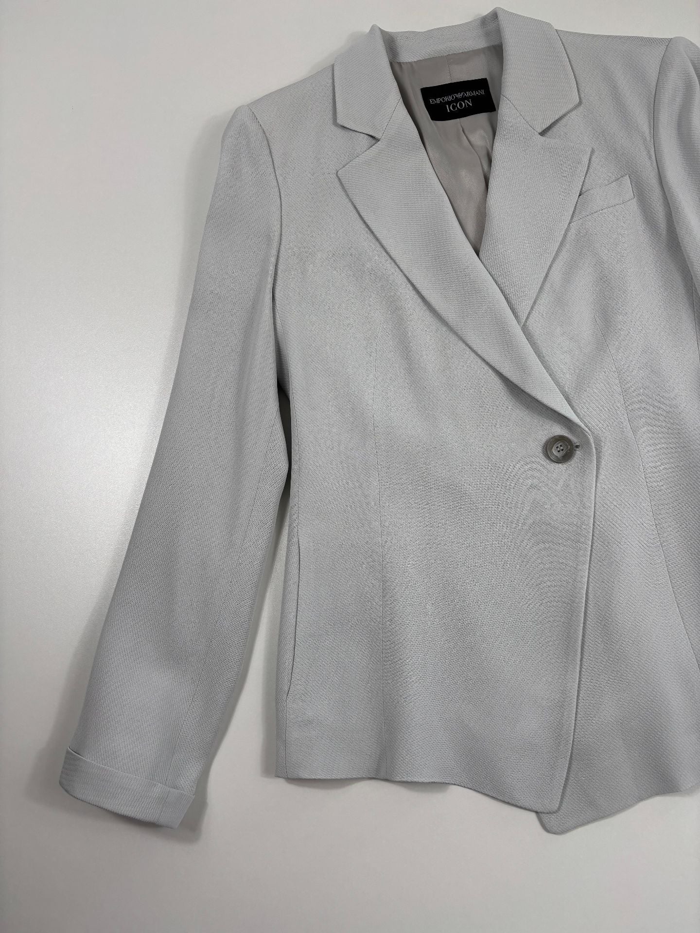 Blazer Icon gris perle texturé asymétrique – Emporio Armani – Taille 42-3