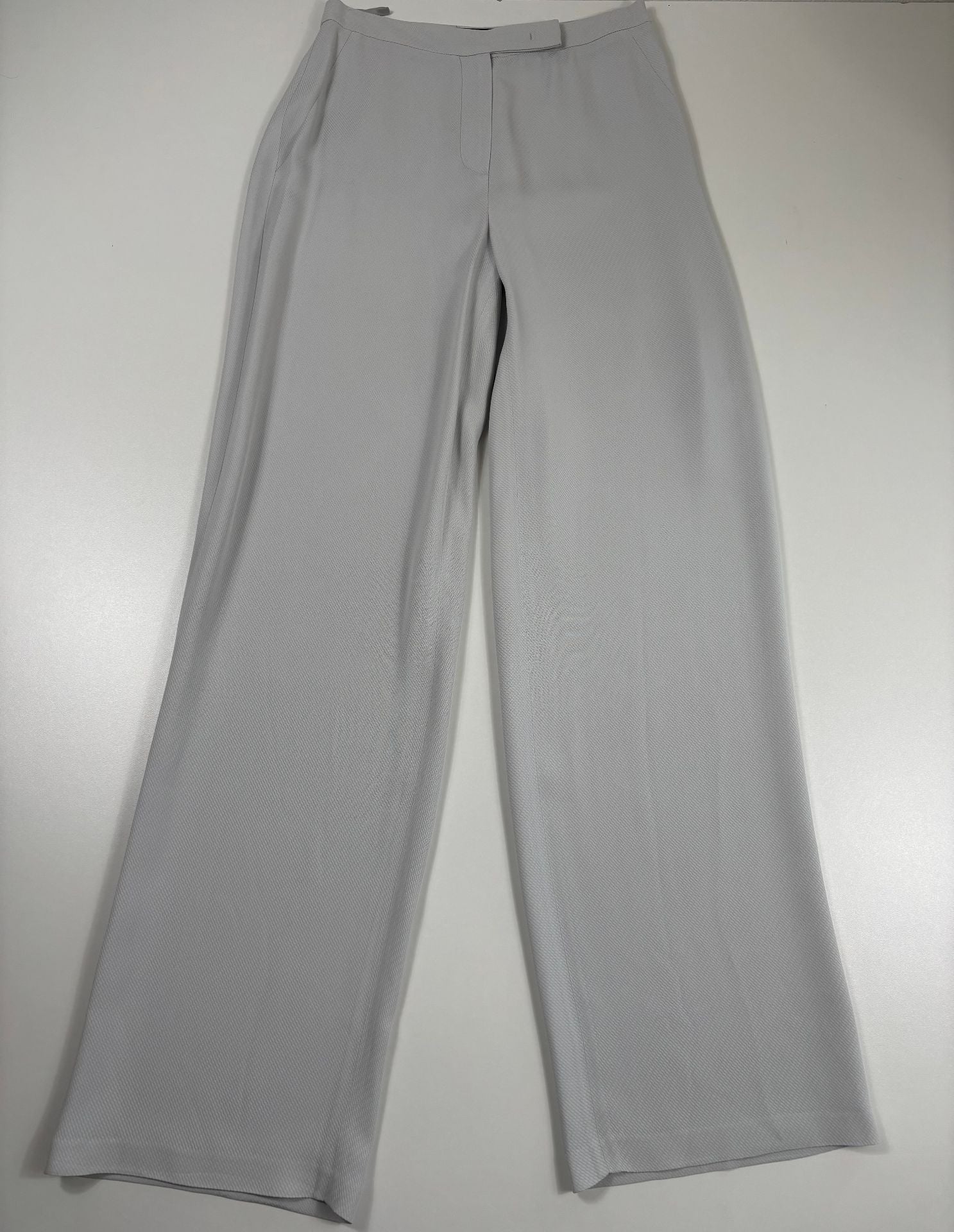 Tailleur blazer cintré & pantalon large gris perle texturé ligne Icon – Emporio Armani – T.42/40-7