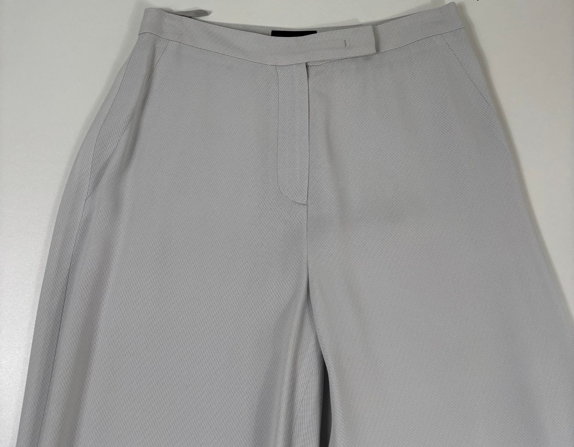 Tailleur blazer cintré & pantalon large gris perle texturé ligne Icon – Emporio Armani – T.42/40-9