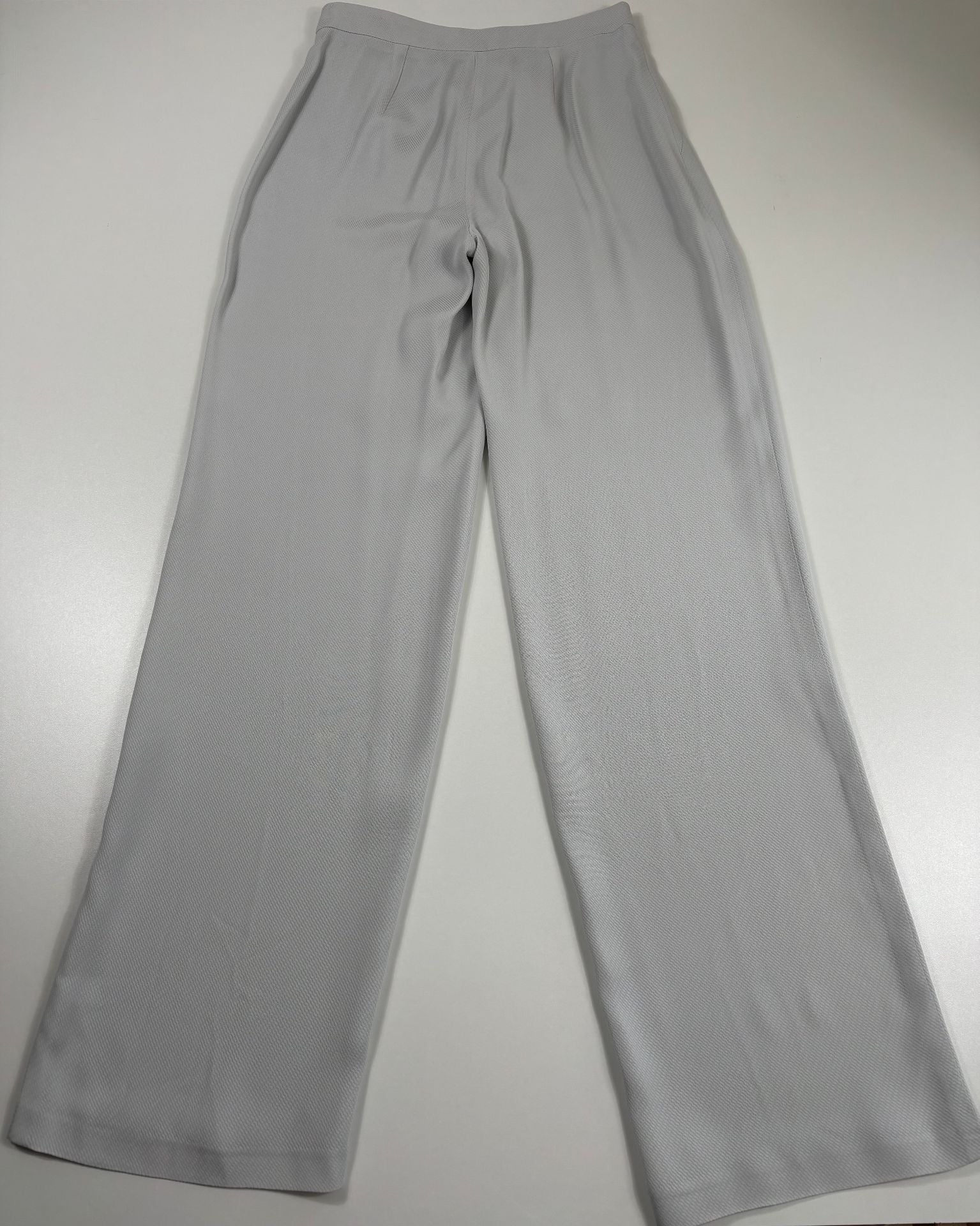 Tailleur blazer cintré & pantalon large gris perle texturé ligne Icon – Emporio Armani – T.42/40-15