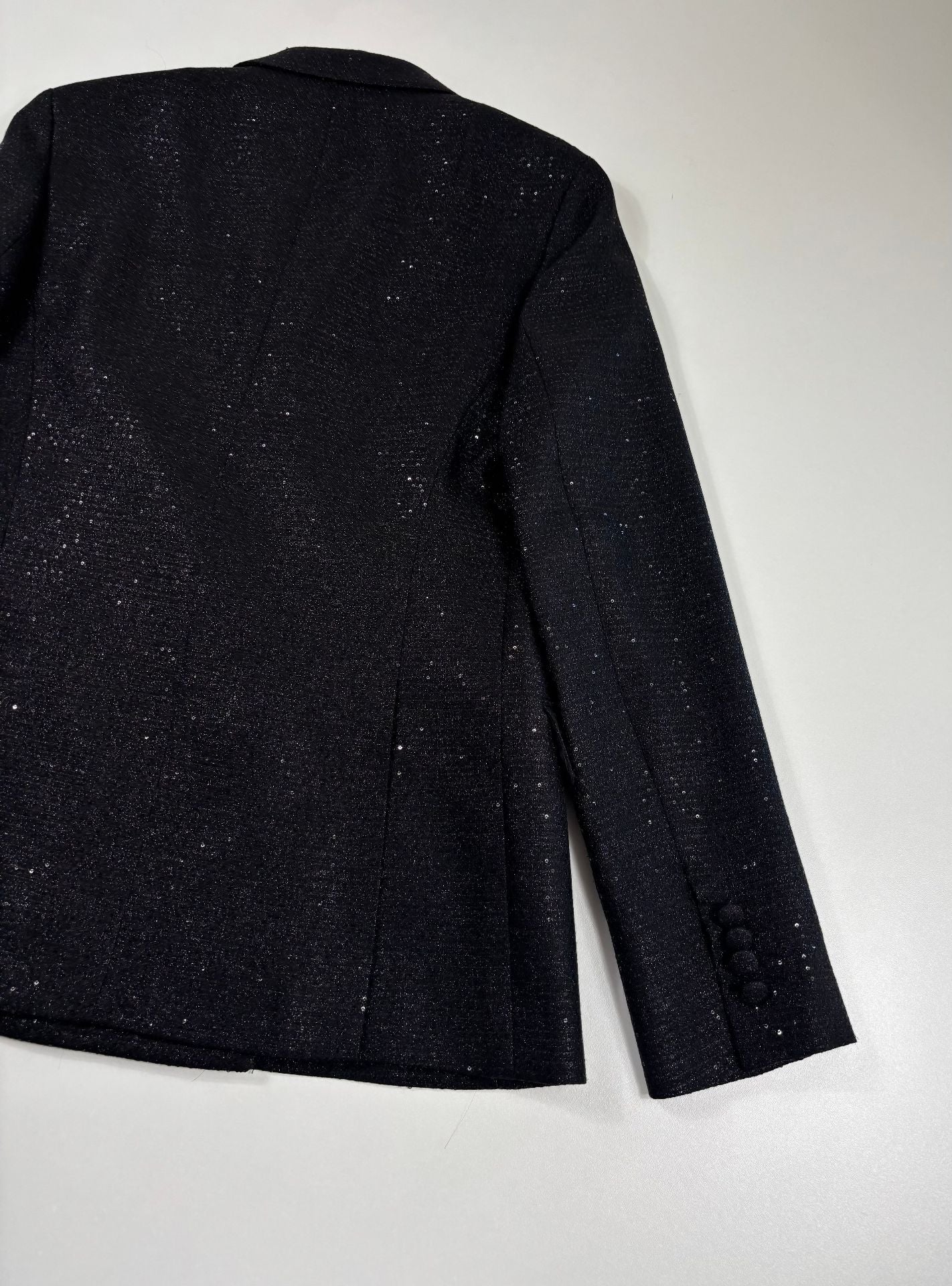 Blazer double boutonnage laine vierge pailletée noire – Kiton – Taille 40 (Copie)-9