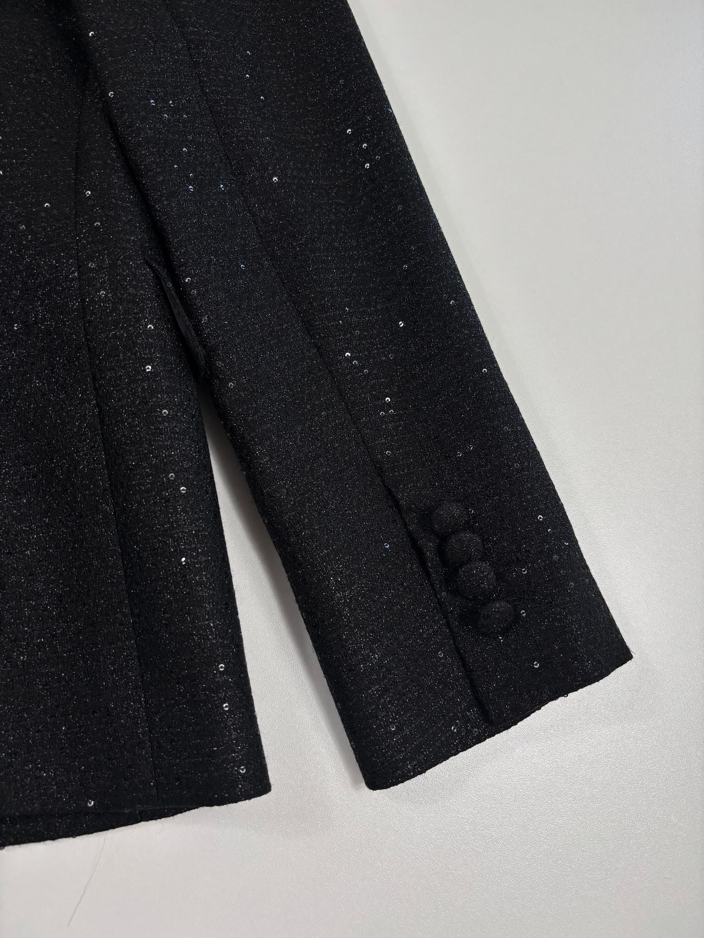 Blazer double boutonnage laine vierge pailletée noire – Kiton – Taille 40 (Copie)-10