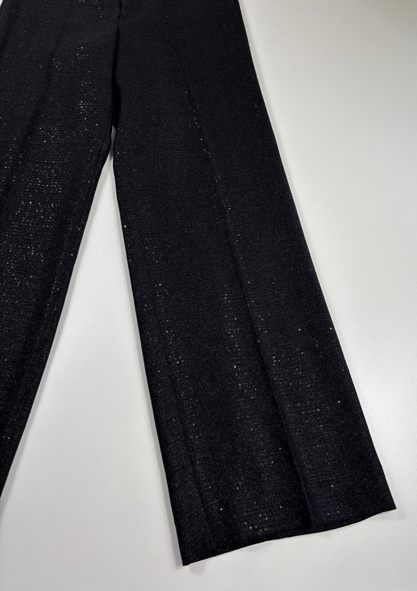 Pantalon large laine vierge pailletée noire taille haute – Kiton – Taille 40-3