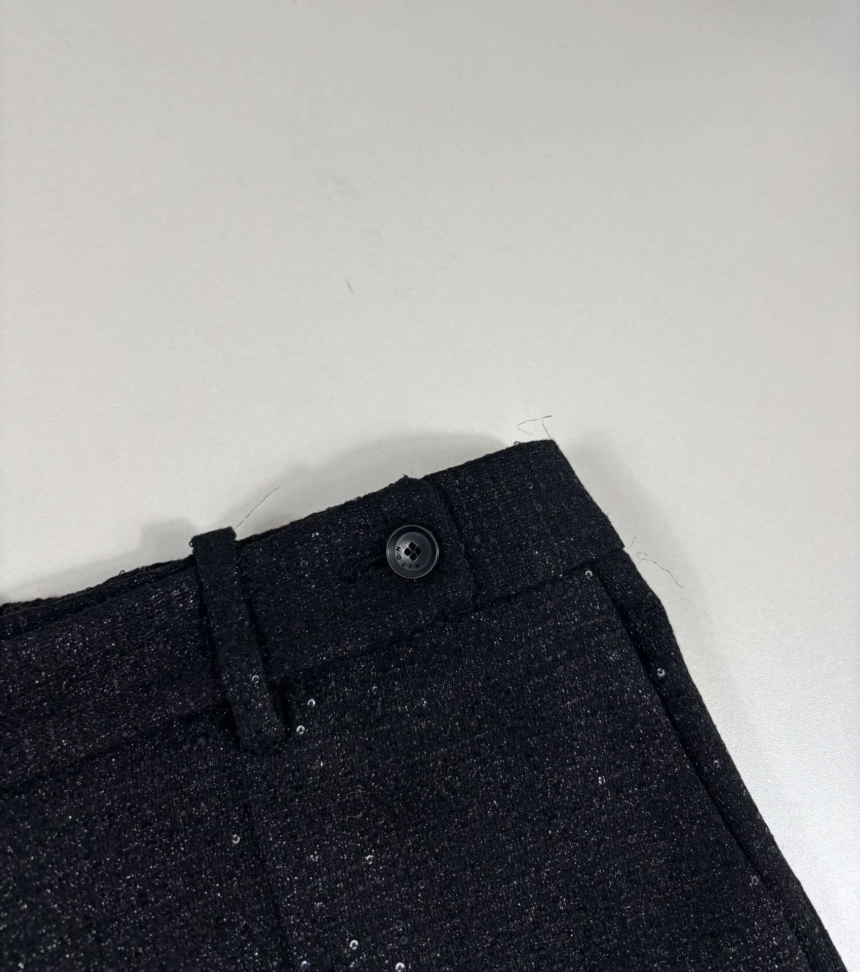 Pantalon large laine vierge pailletée noire taille haute – Kiton – Taille 40-5