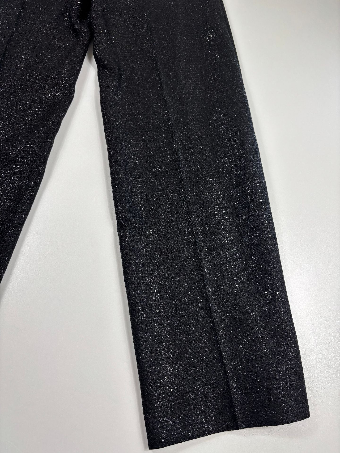 Pantalon large laine vierge pailletée noire taille haute – Kiton – Taille 40-7