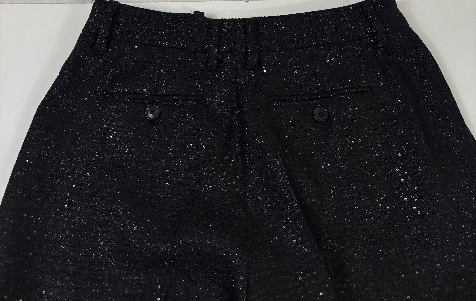 Pantalon large laine vierge pailletée noire taille haute – Kiton – Taille 40-8