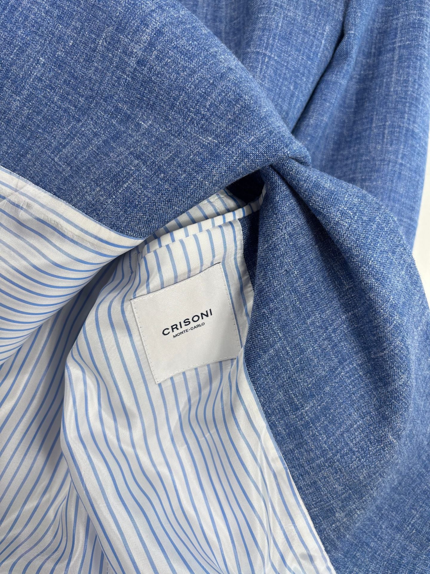 Blazer Crisoni Made in Italy bleu chiné croisé tailoring – T.38-6