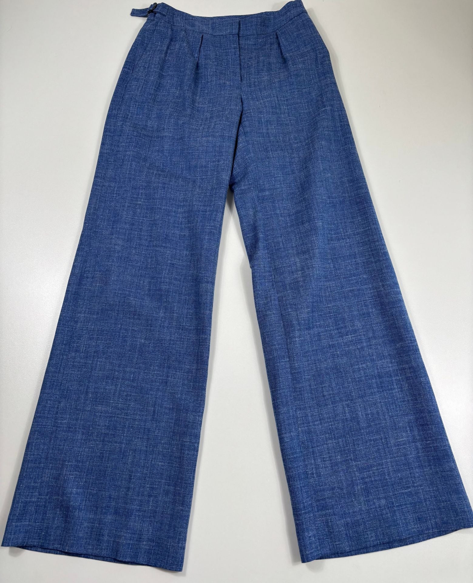 Pantalon Crisoni Monte-Carlo bleu chiné jambe large – T.38-2