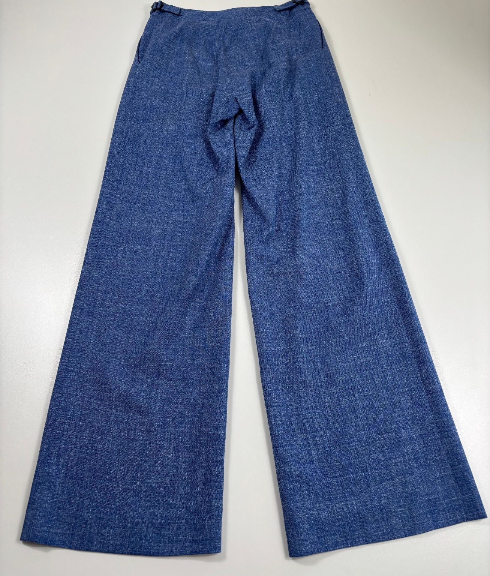 Pantalon Crisoni Monte-Carlo bleu chiné jambe large – T.38-6