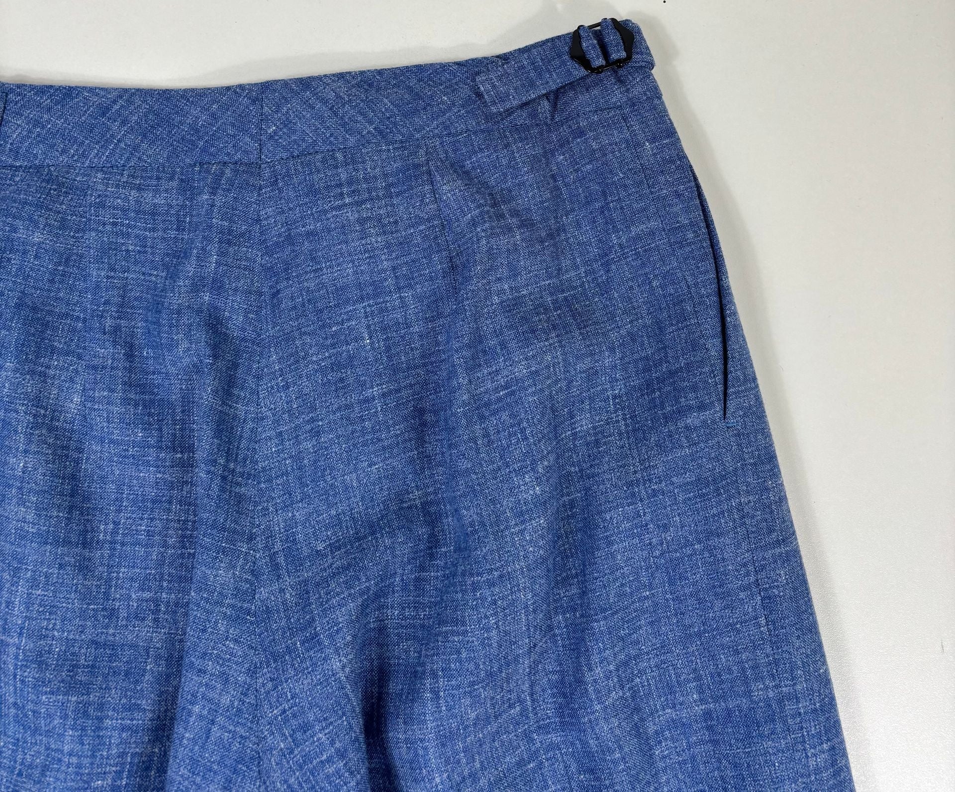 Pantalon Crisoni Monte-Carlo bleu chiné jambe large – T.38-7