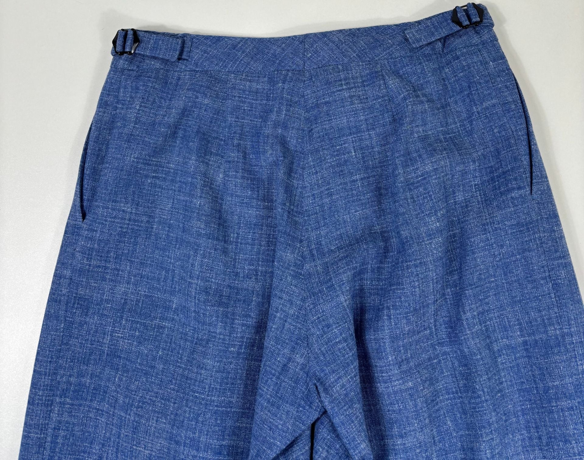 Pantalon Crisoni Monte-Carlo bleu chiné jambe large – T.38-9