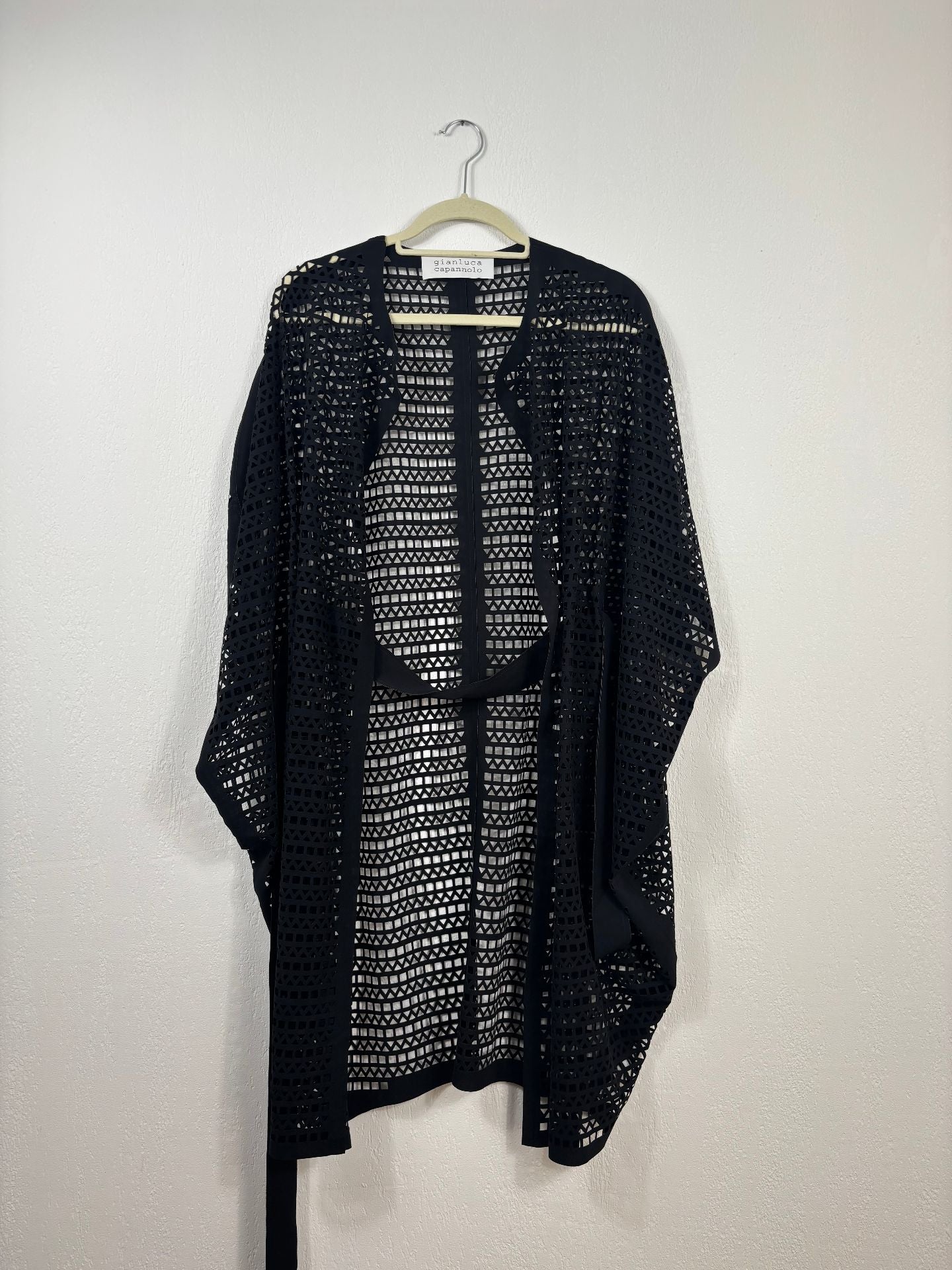 Gilet long Gianluca Capannolo en maille ajourée noire oversize – T.L-2