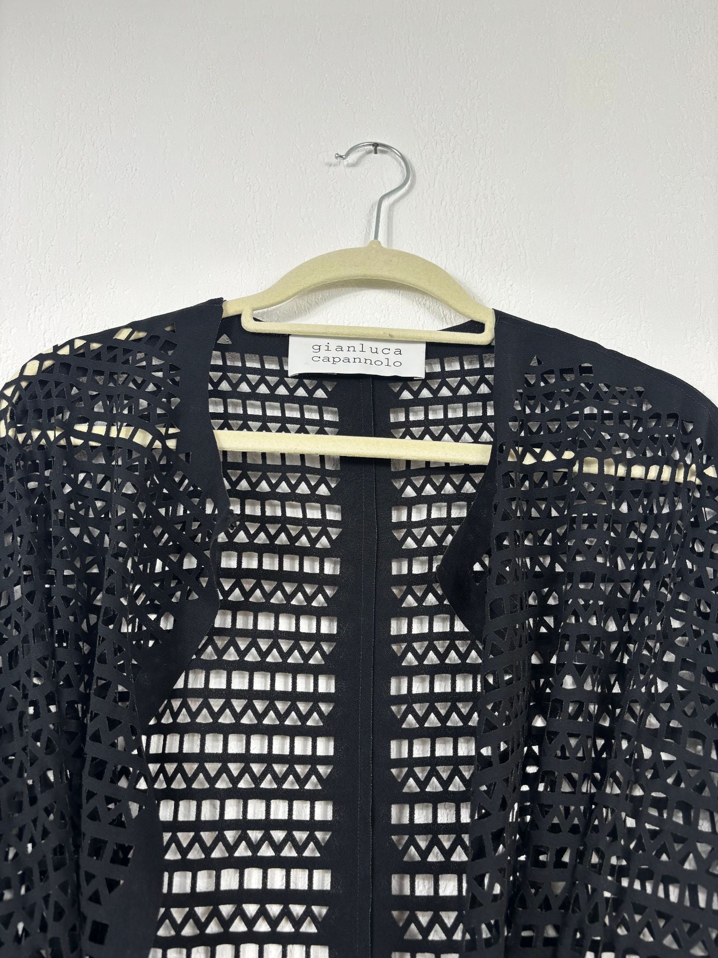 Gilet long Gianluca Capannolo en maille ajourée noire oversize – T.L-4