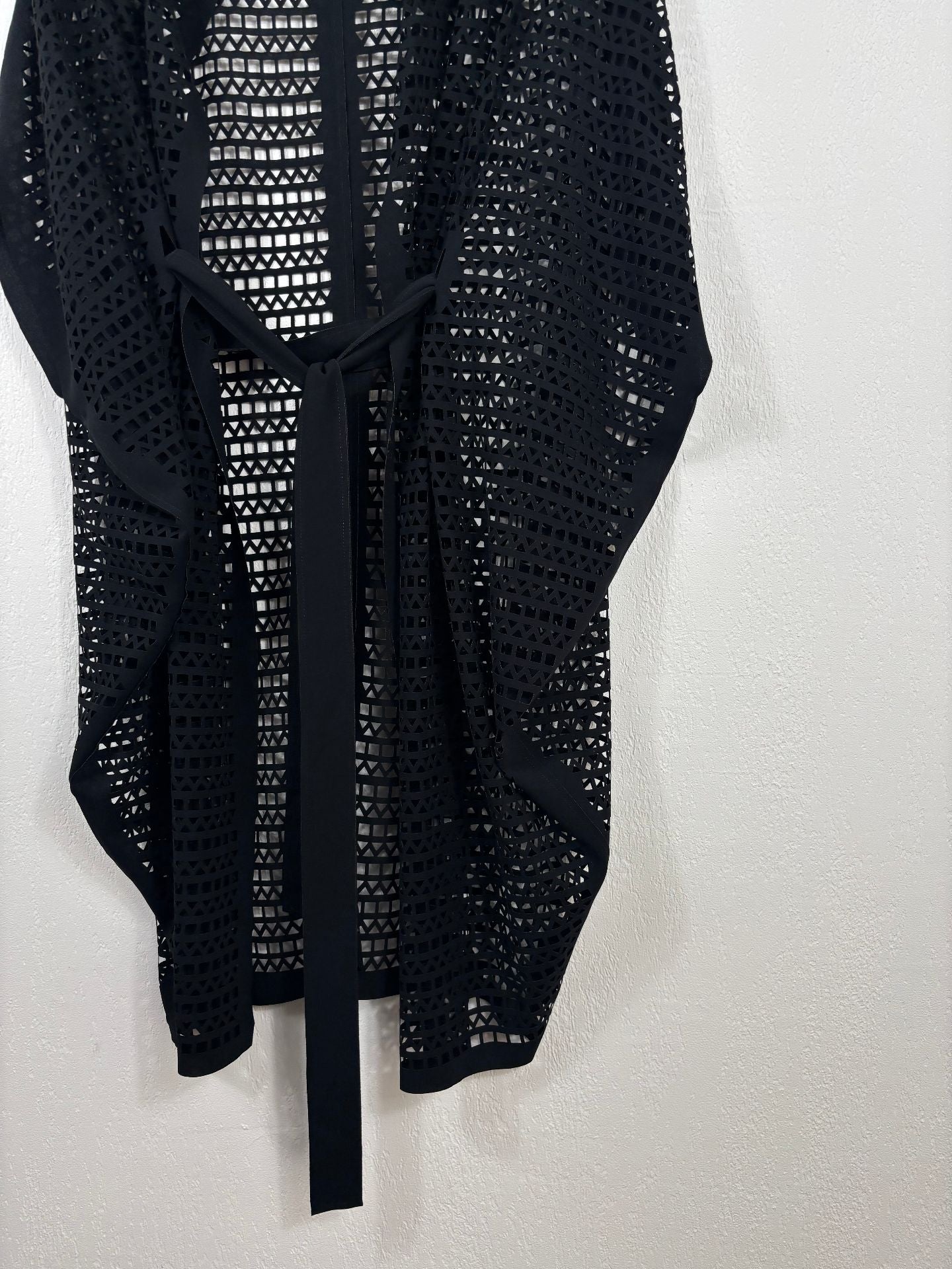 Gilet long Gianluca Capannolo en maille ajourée noire oversize – T.L-6