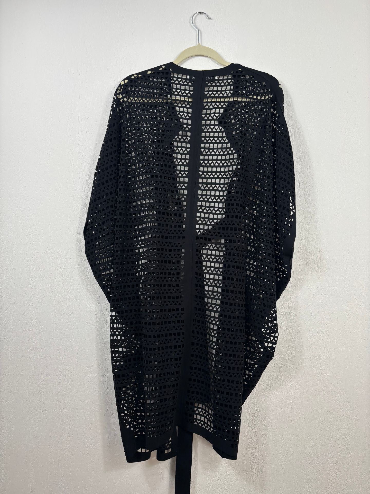 Gilet long Gianluca Capannolo en maille ajourée noire oversize – T.L-7