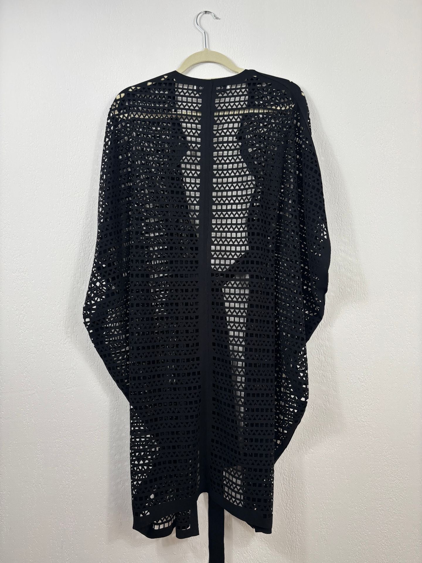 Gilet long Gianluca Capannolo en maille ajourée noire oversize – T.L-8