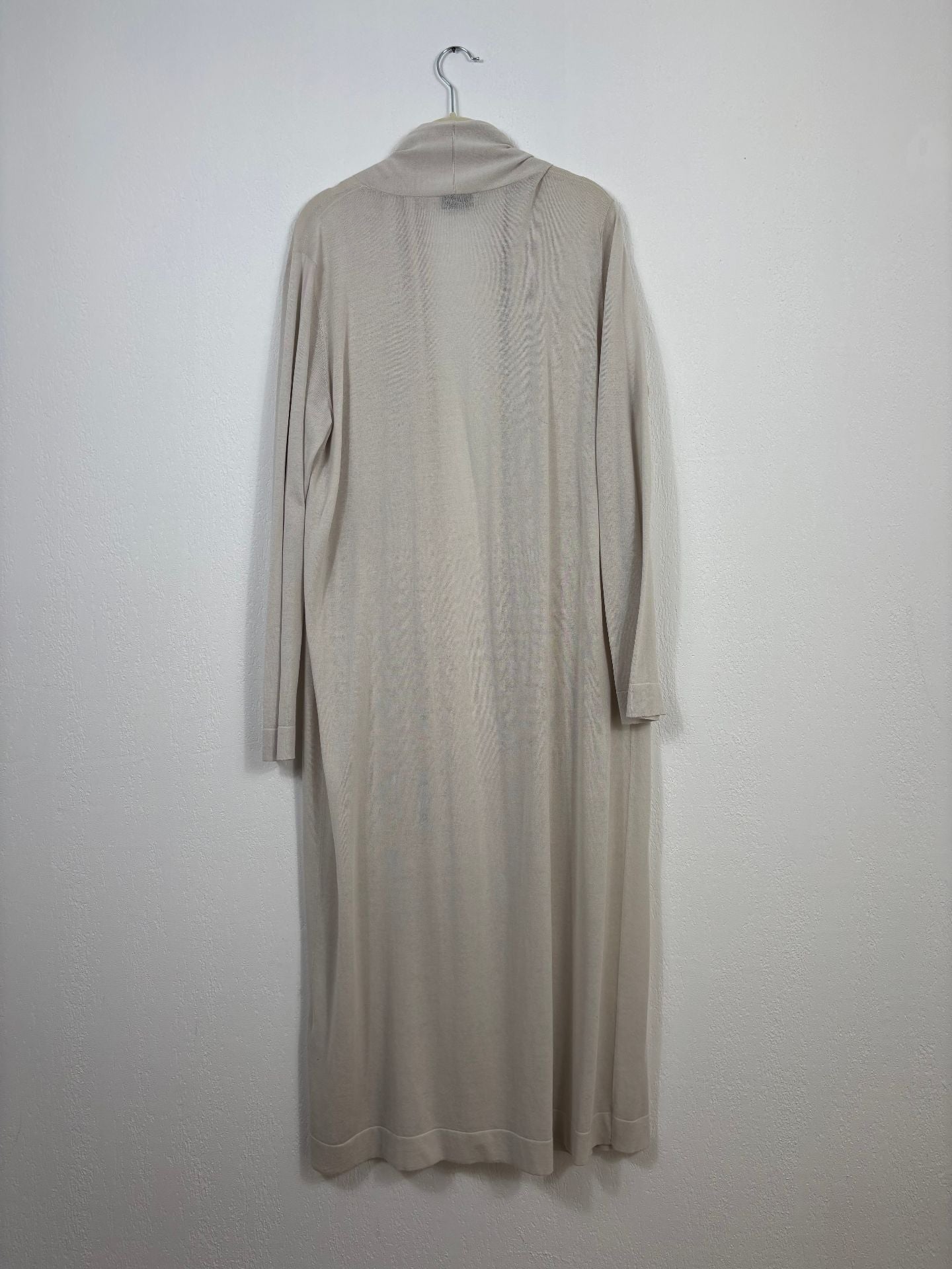 Cardigan long Akris en soie et coton beige col châle – T.42-7