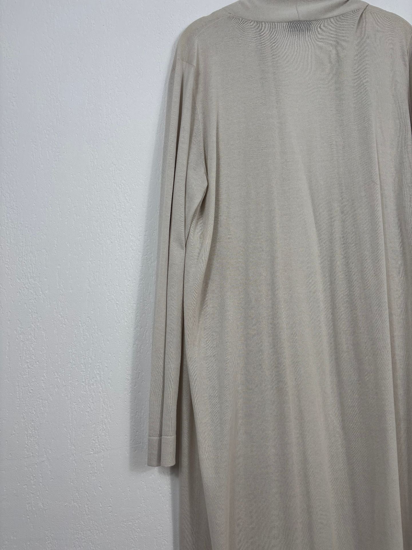 Cardigan long Akris en soie et coton beige col châle – T.42-8