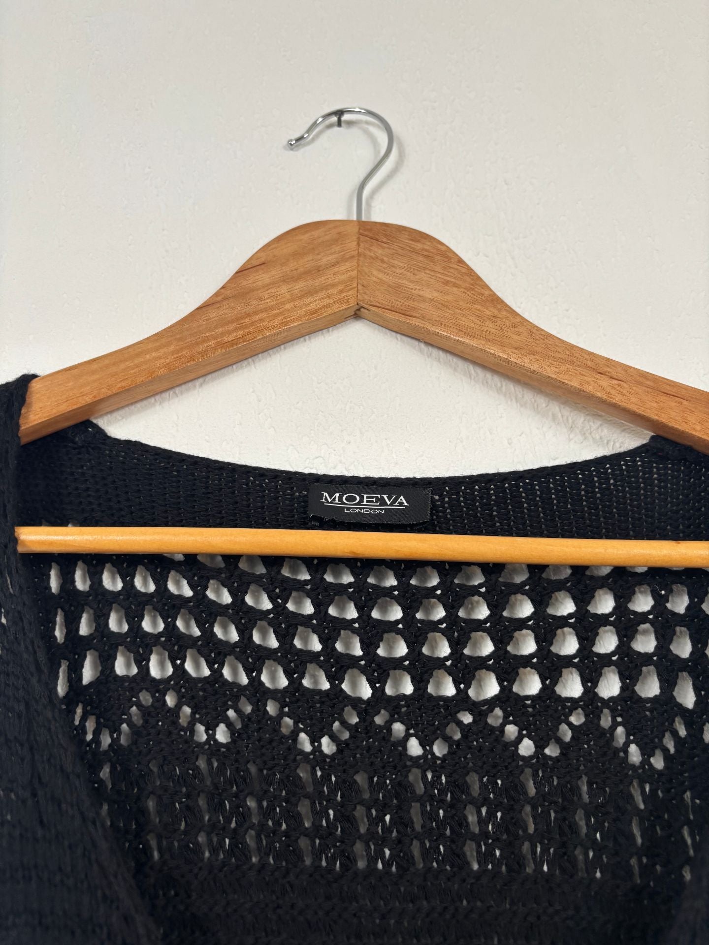 Robe longue Moeva en maille ajourée noire – Taille unique-5