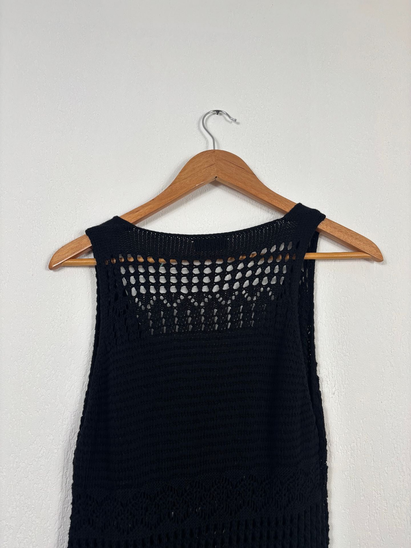 Robe longue Moeva en maille ajourée noire – Taille unique-9