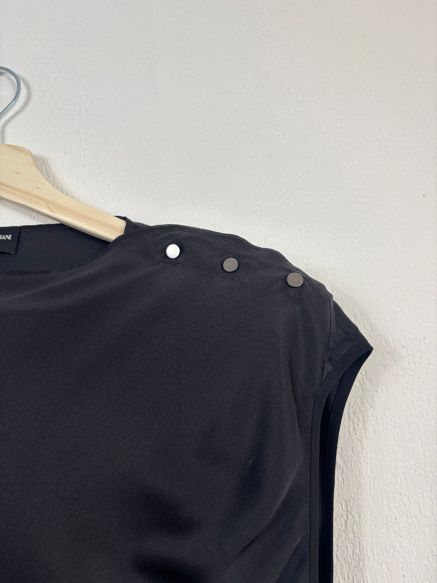 Robe longue Giorgio Armani en satin de soie noir – T.L-4