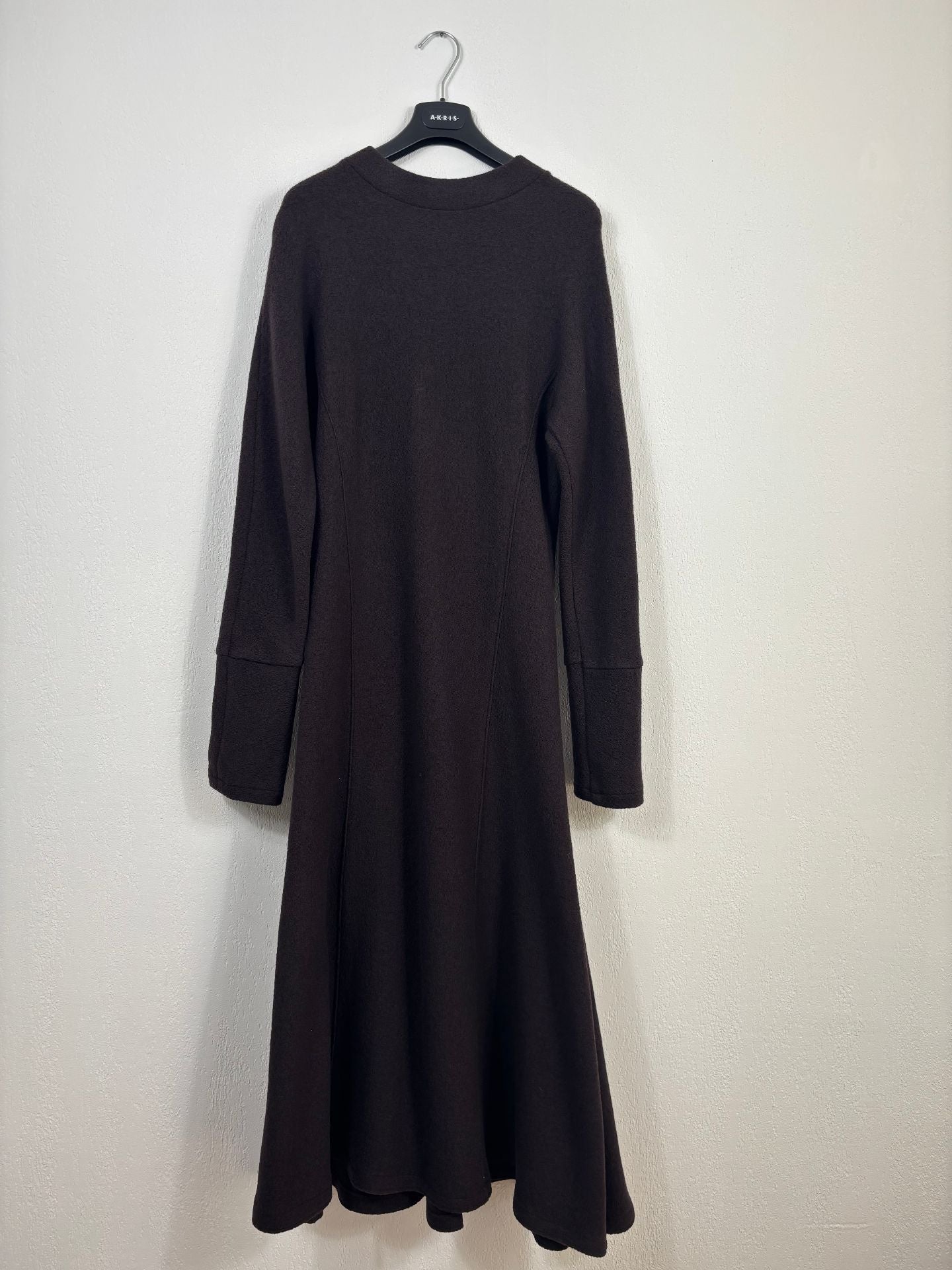 Robe Didier Angelo en laine marron coupe longue évasée – T.L-2