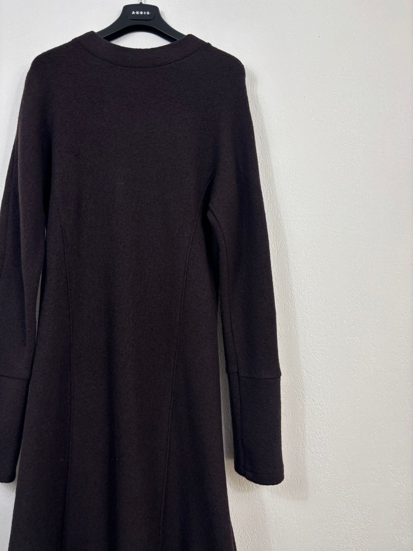 Robe Didier Angelo en laine marron coupe longue évasée – T.L-3