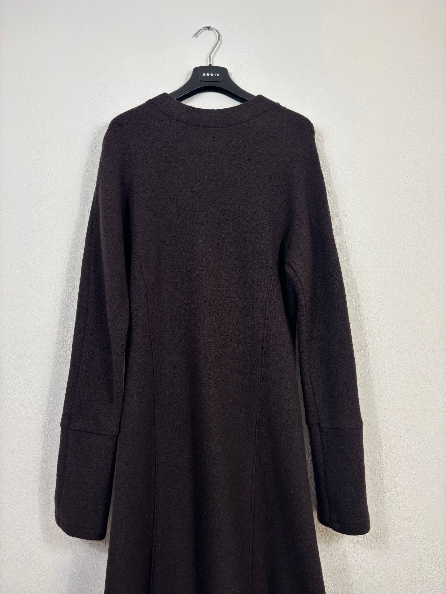 Robe Didier Angelo en laine marron coupe longue évasée – T.L-4
