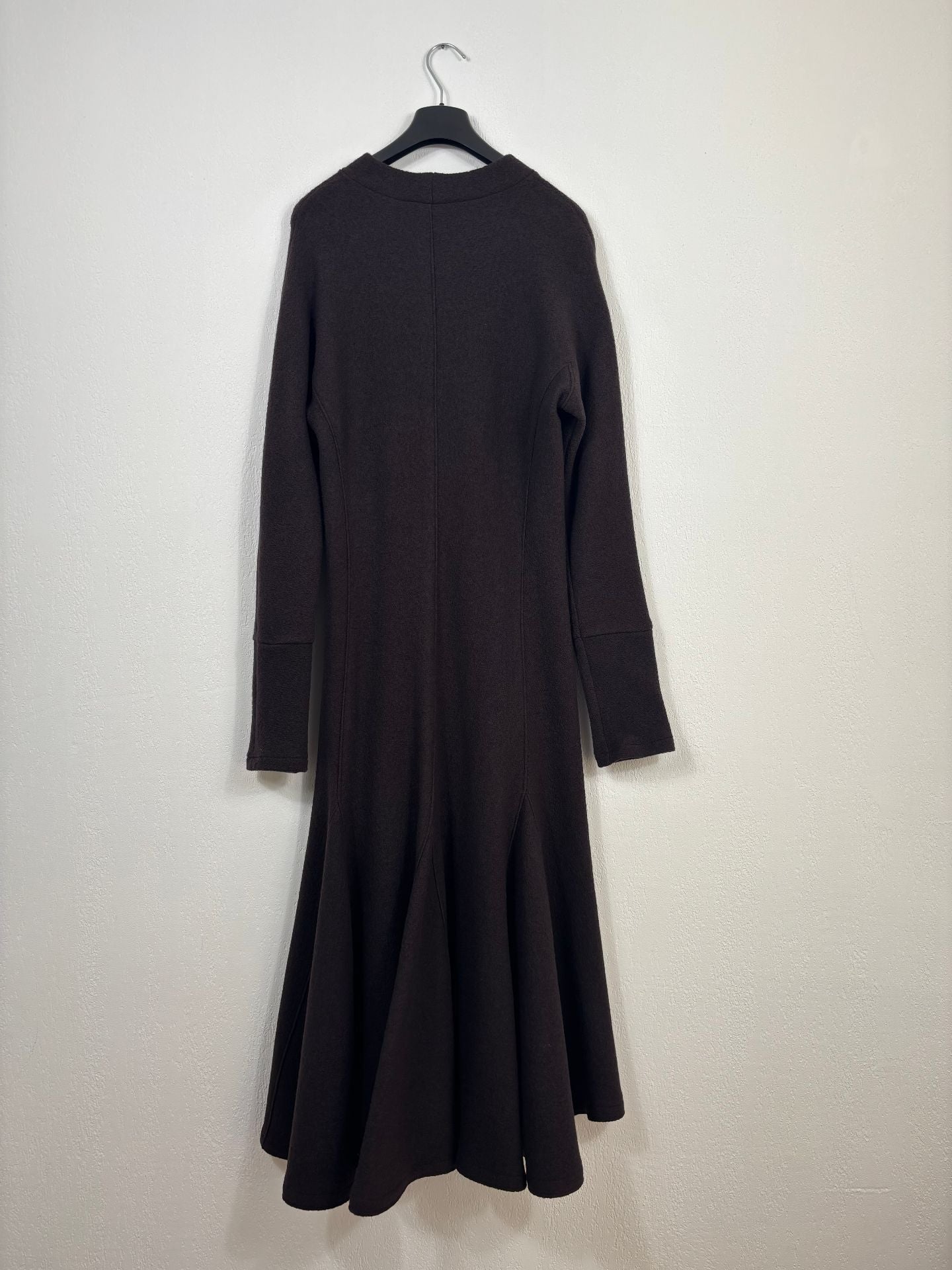 Robe Didier Angelo en laine marron coupe longue évasée – T.L-7