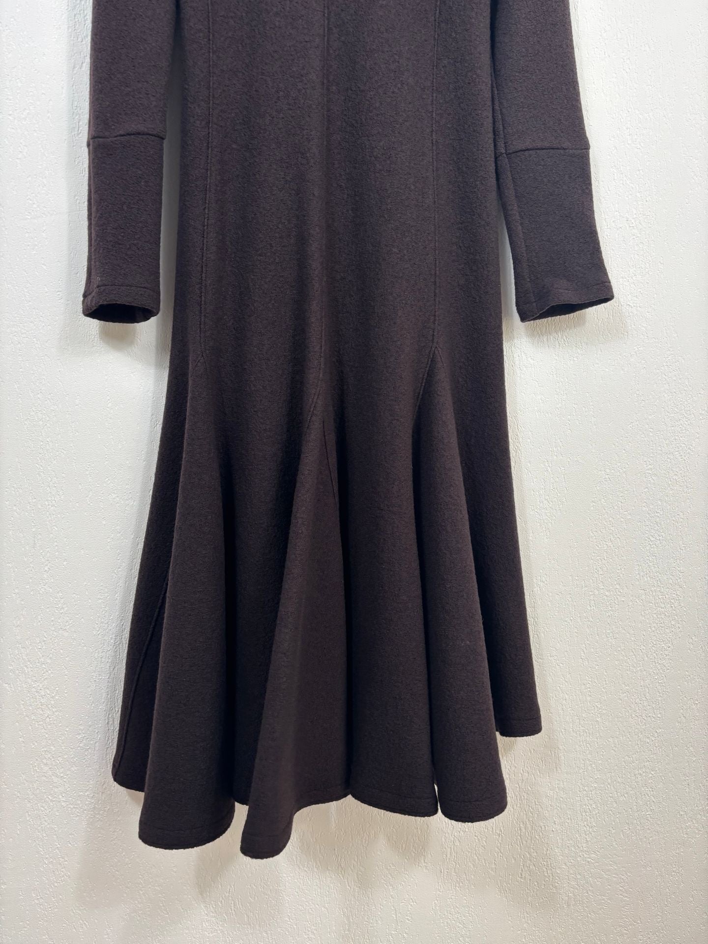 Robe Didier Angelo en laine marron coupe longue évasée – T.L-9