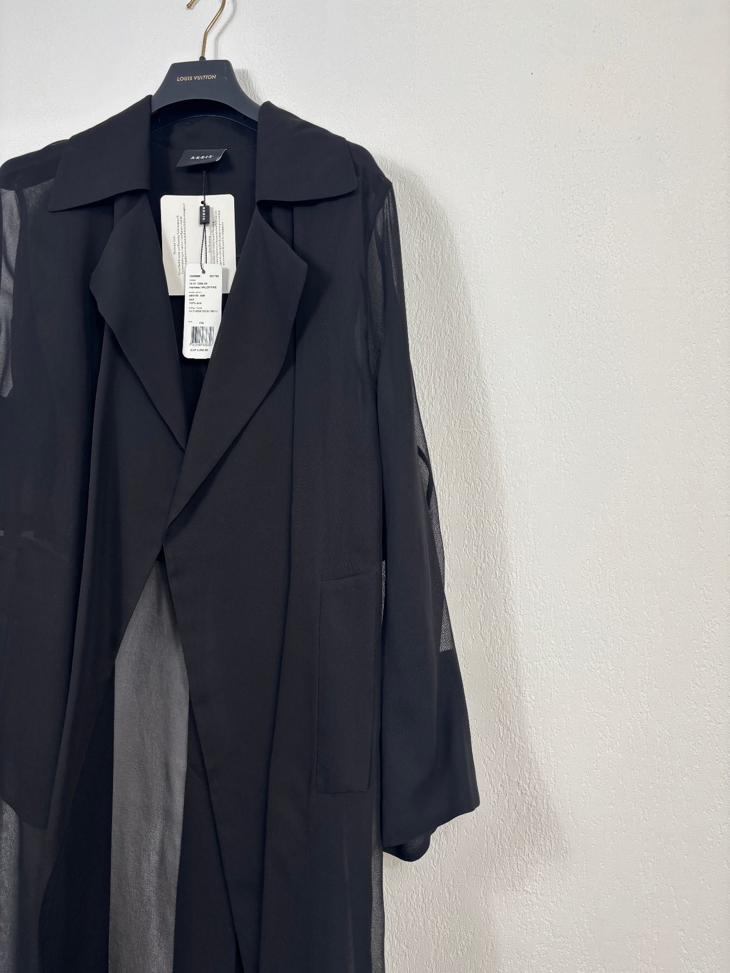 Long trench en gaze de soie noire – Akris – T.40 - Neuf avec étiquette-7