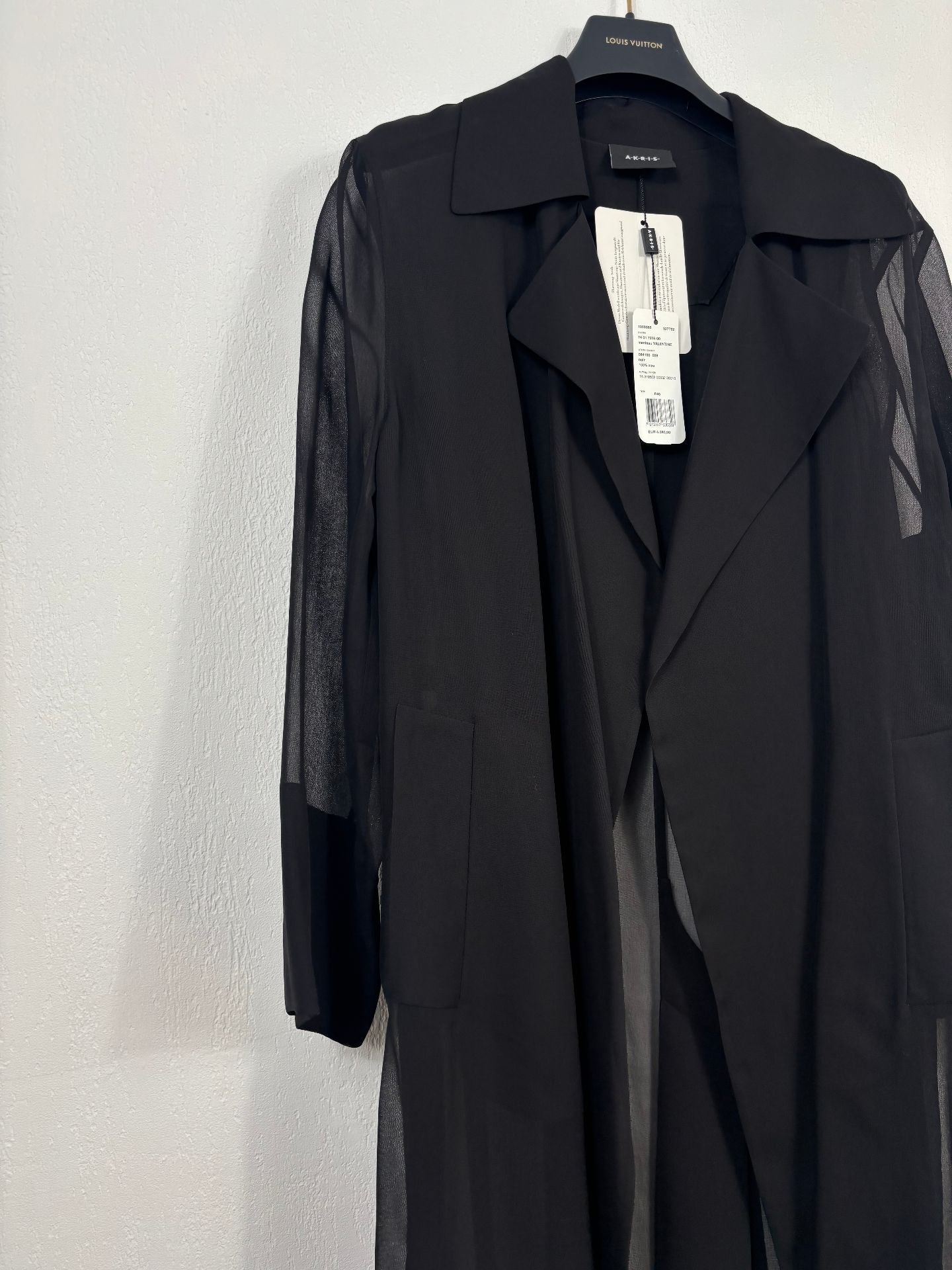 Long trench en gaze de soie noire – Akris – T.40 - Neuf avec étiquette-8