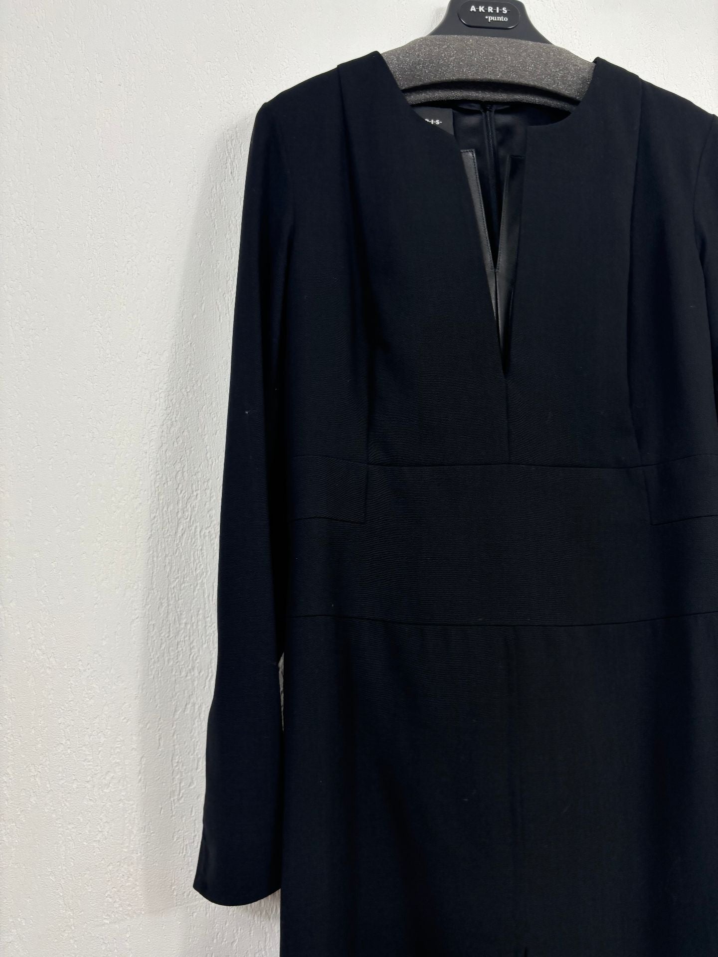 Robe midi noire à plastron cuir – Akris – Taille 40-5
