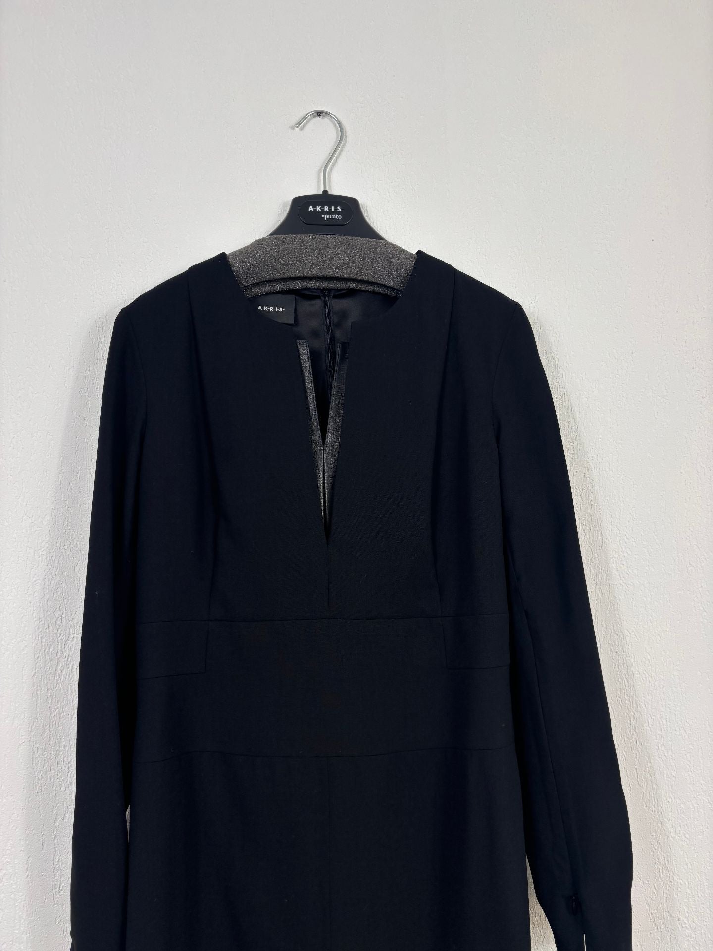 Robe midi noire à plastron cuir – Akris – Taille 40-7
