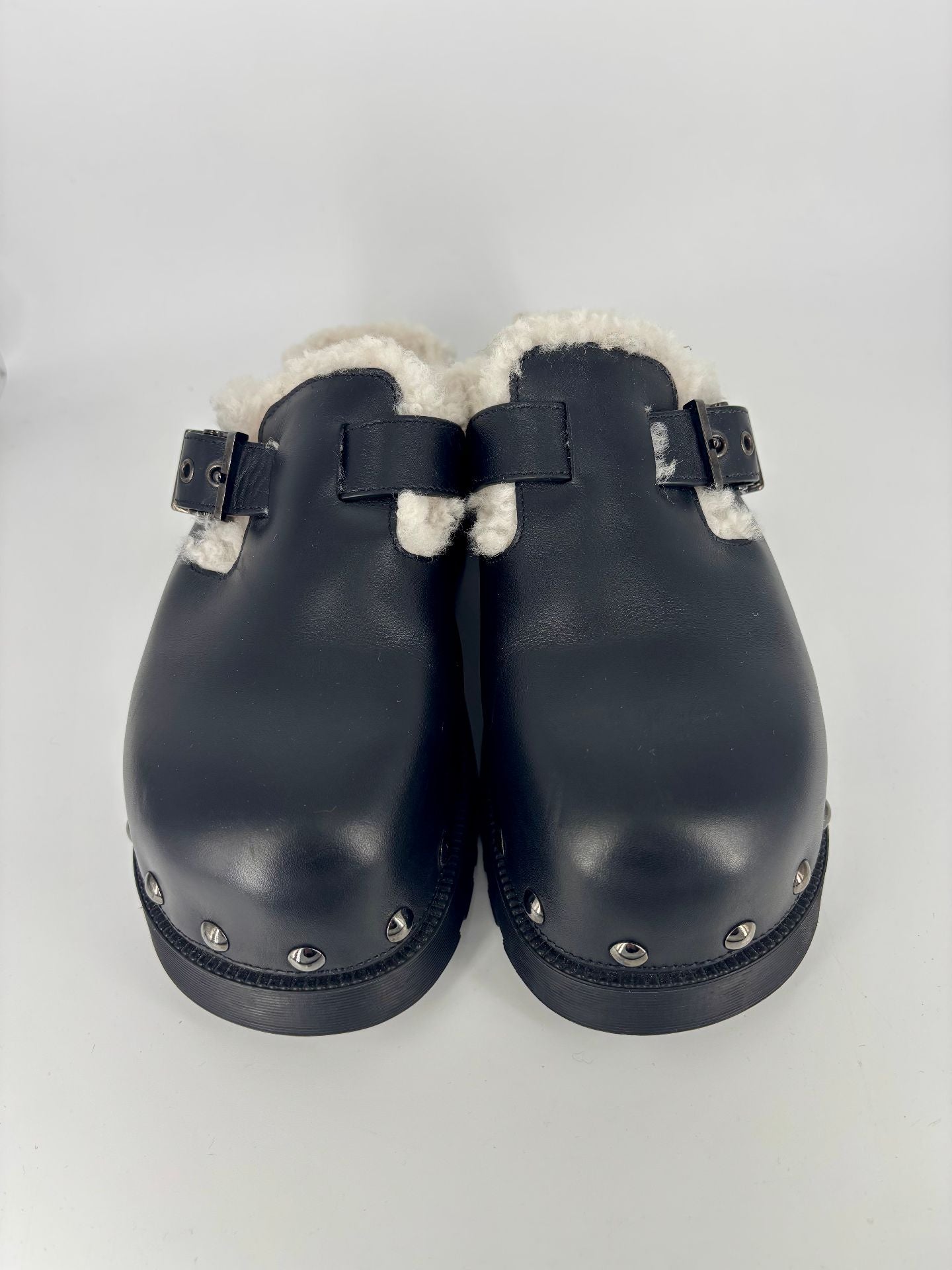 Dior Diorquake Black Fur-Lined Leather Clogs – Dior – Size 39-5