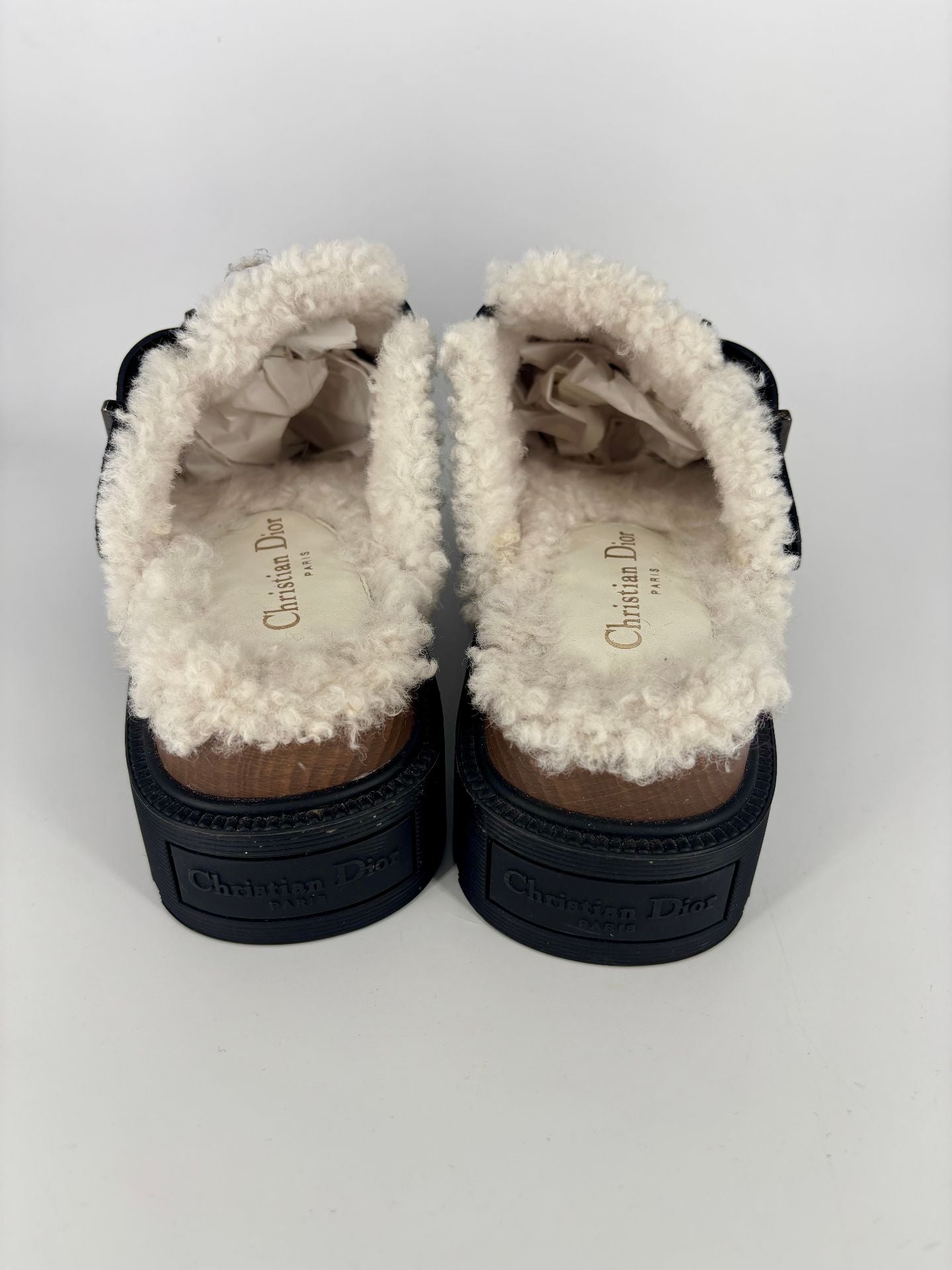 Dior Diorquake Black Fur-Lined Leather Clogs – Dior – Size 39-7