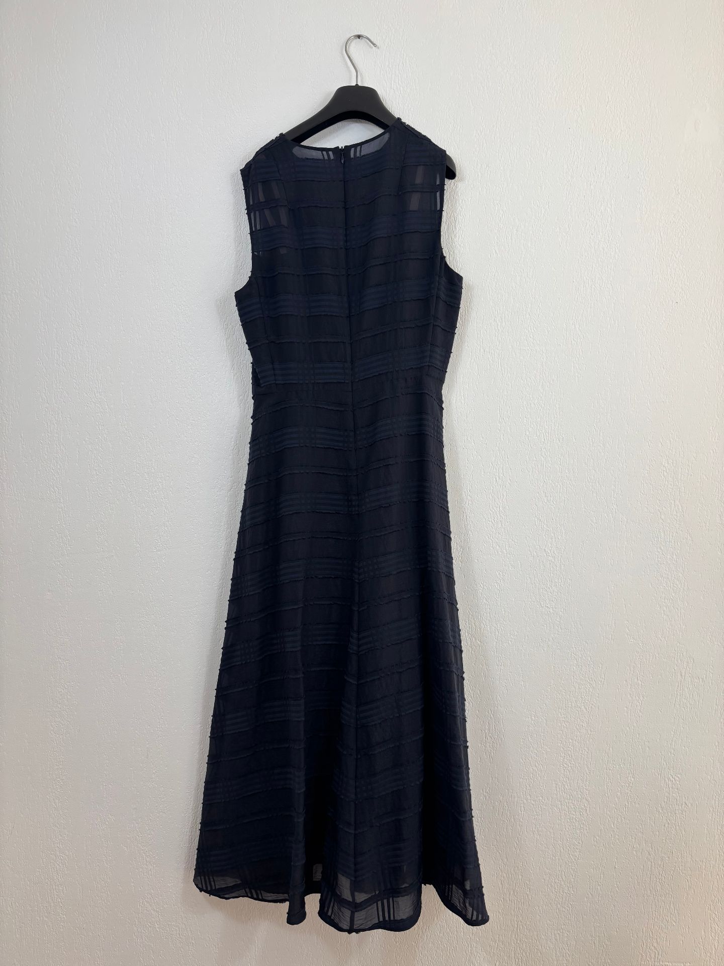 Robe midi en voile texturé bleu marine – Akris – Taille 38-4