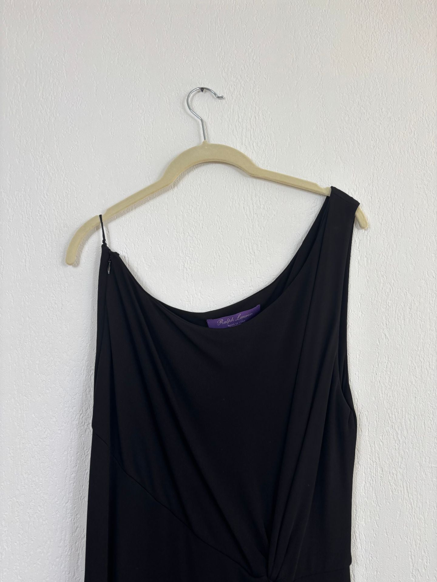 Robe longue asymétrique en jersey noir – Ralph Lauren Purple Label – Taille L-3