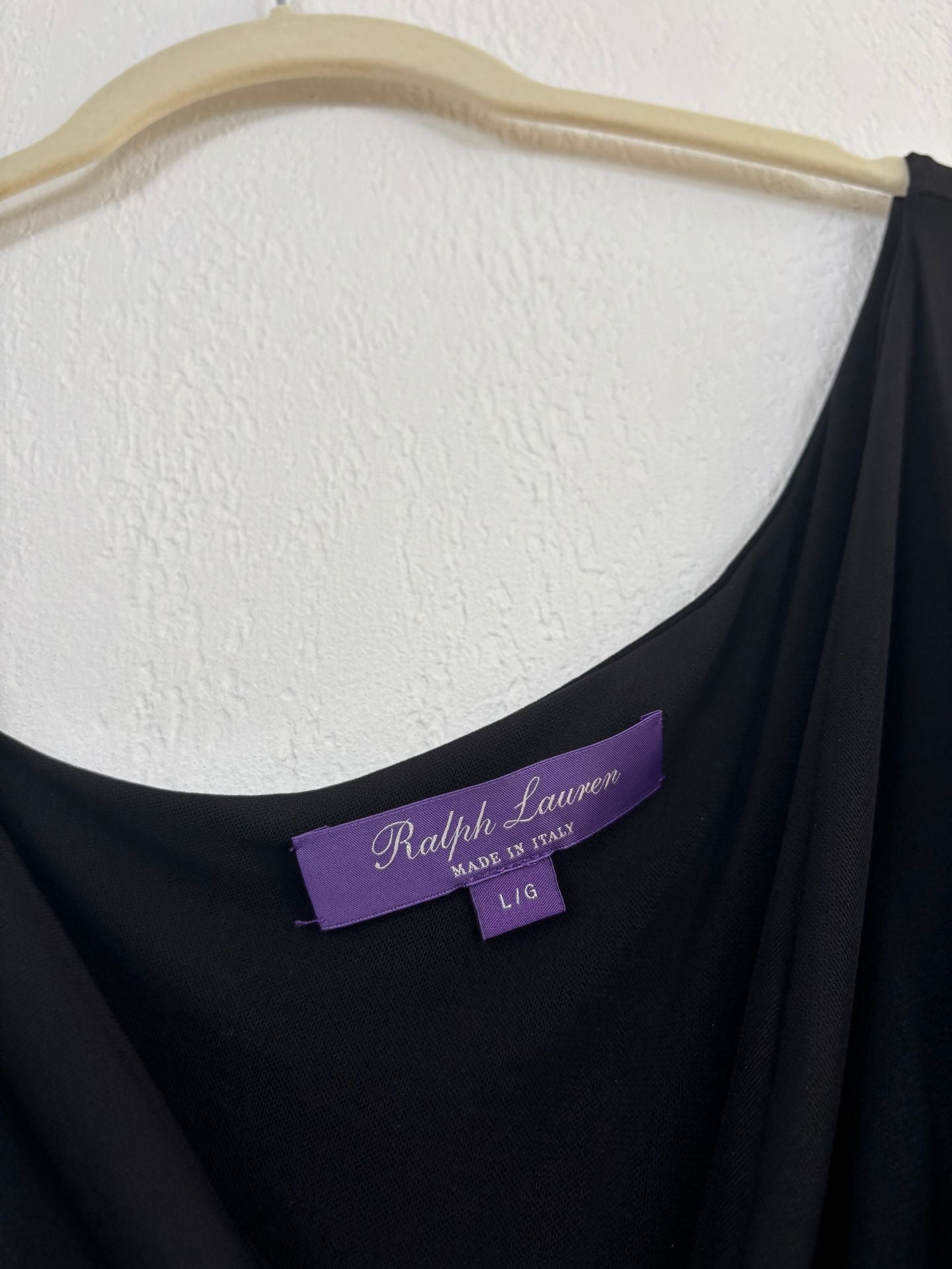 Robe longue asymétrique en jersey noir – Ralph Lauren Purple Label – Taille L-4