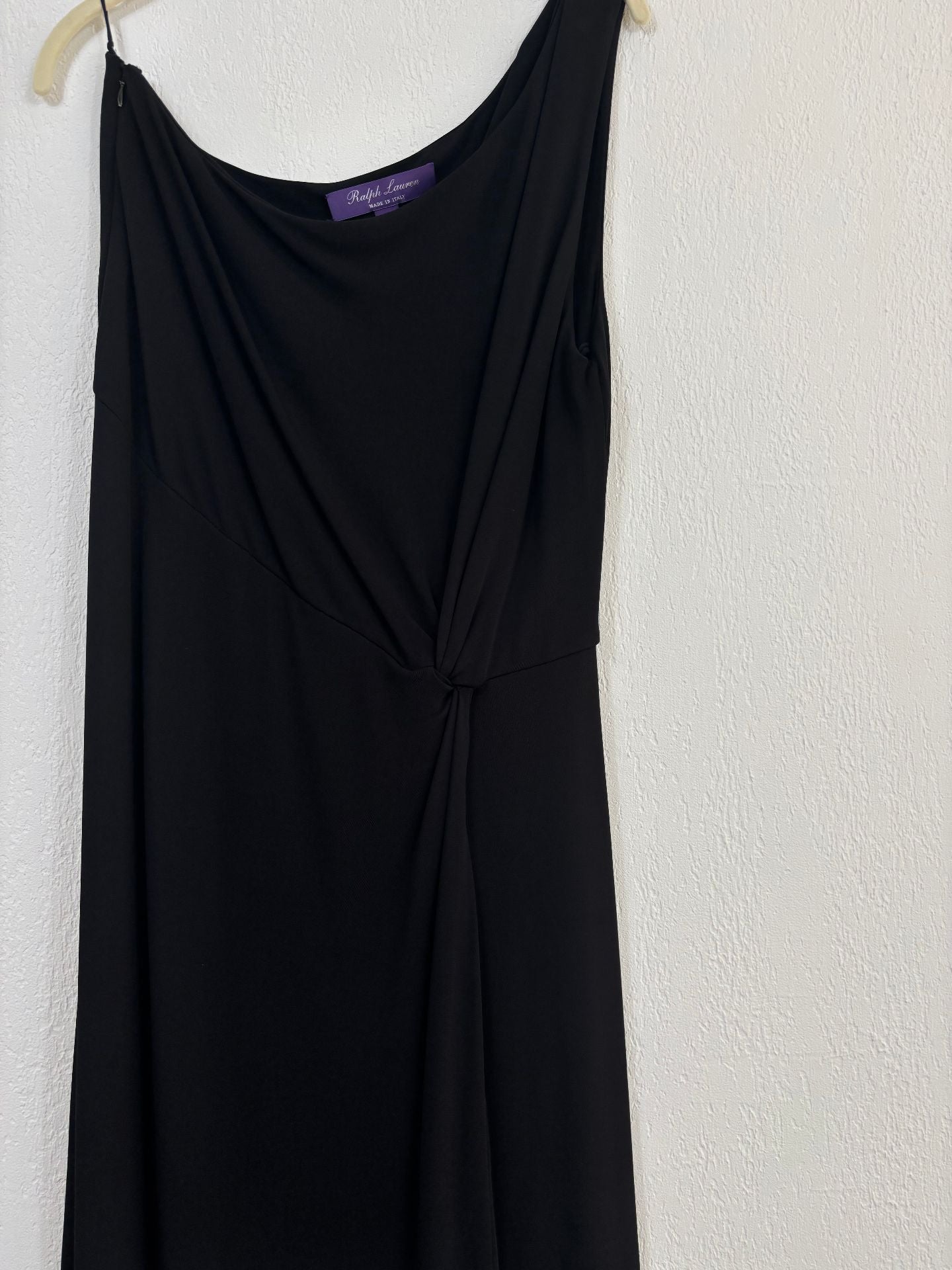 Robe longue asymétrique en jersey noir – Ralph Lauren Purple Label – Taille L-5