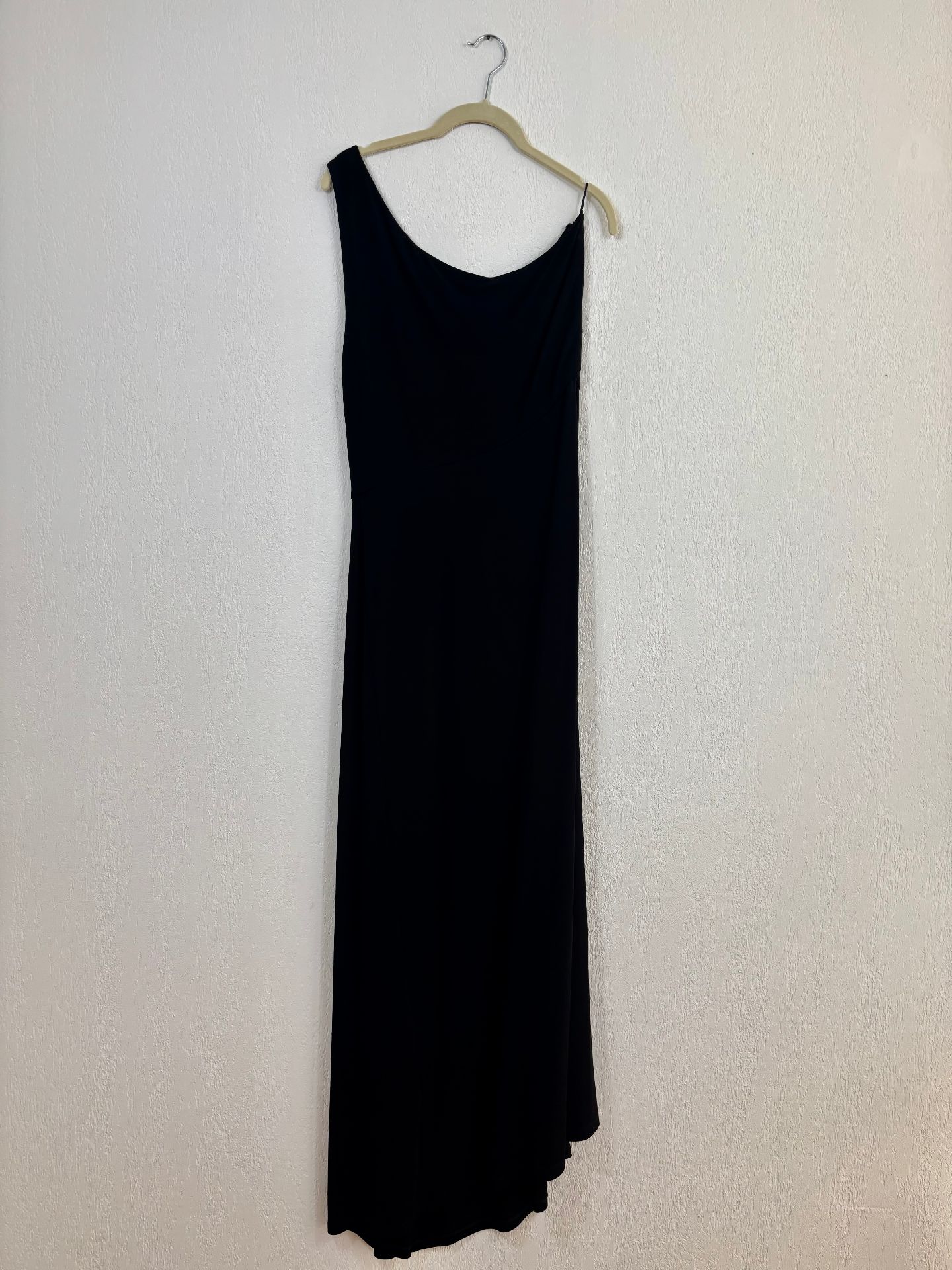 Robe longue asymétrique en jersey noir – Ralph Lauren Purple Label – Taille L-6