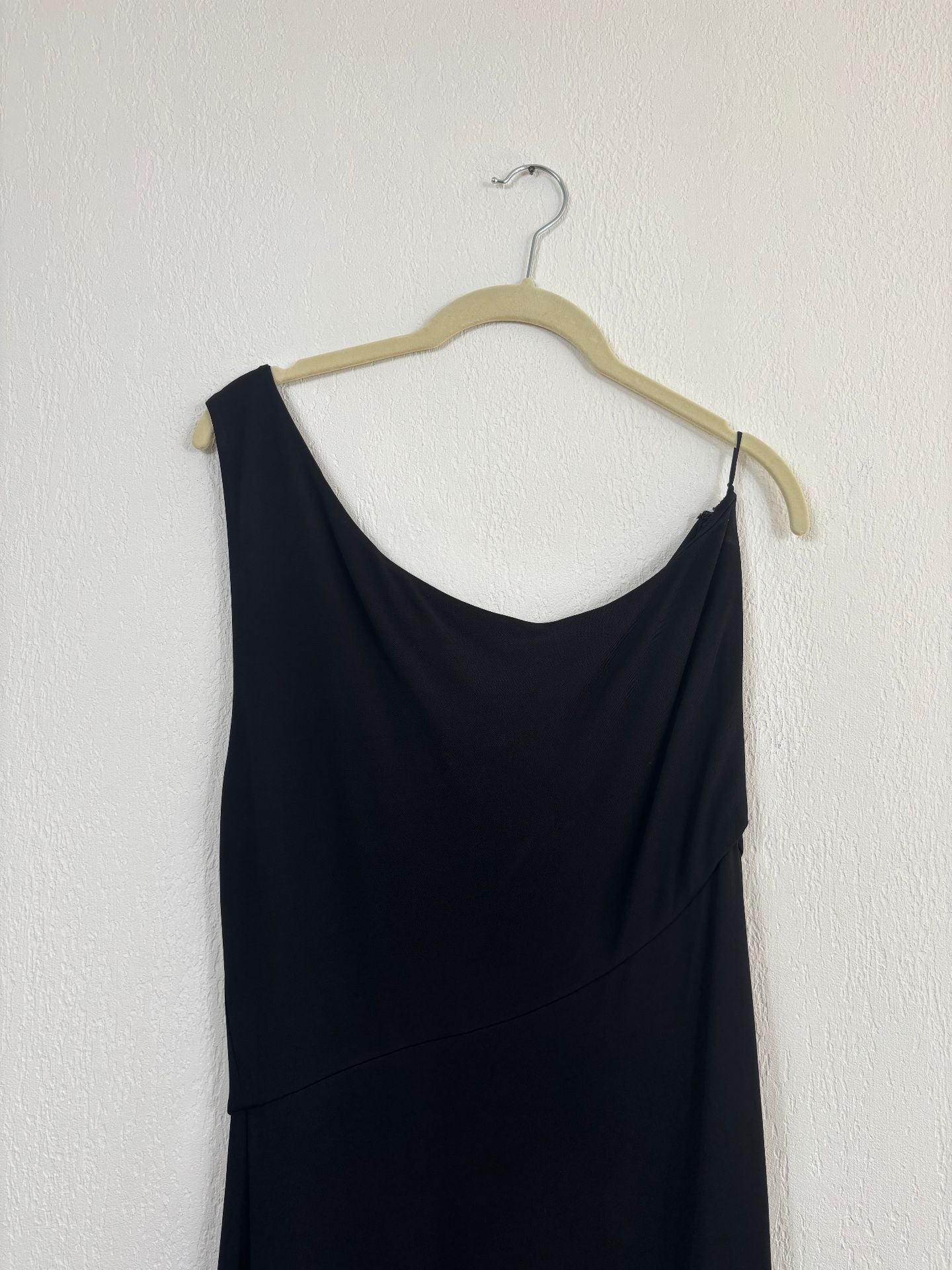 Robe longue asymétrique en jersey noir – Ralph Lauren Purple Label – Taille L-7