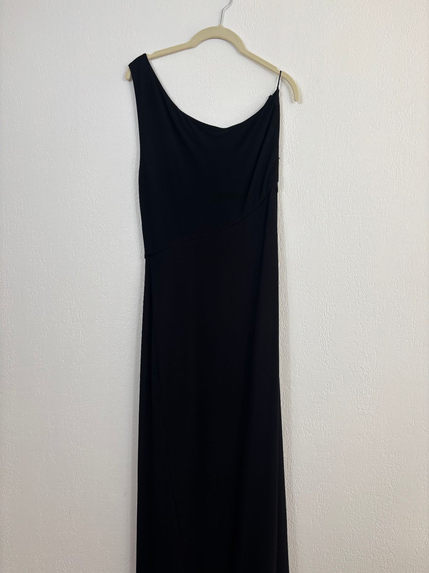 Robe longue asymétrique en jersey noir – Ralph Lauren Purple Label – Taille L-8